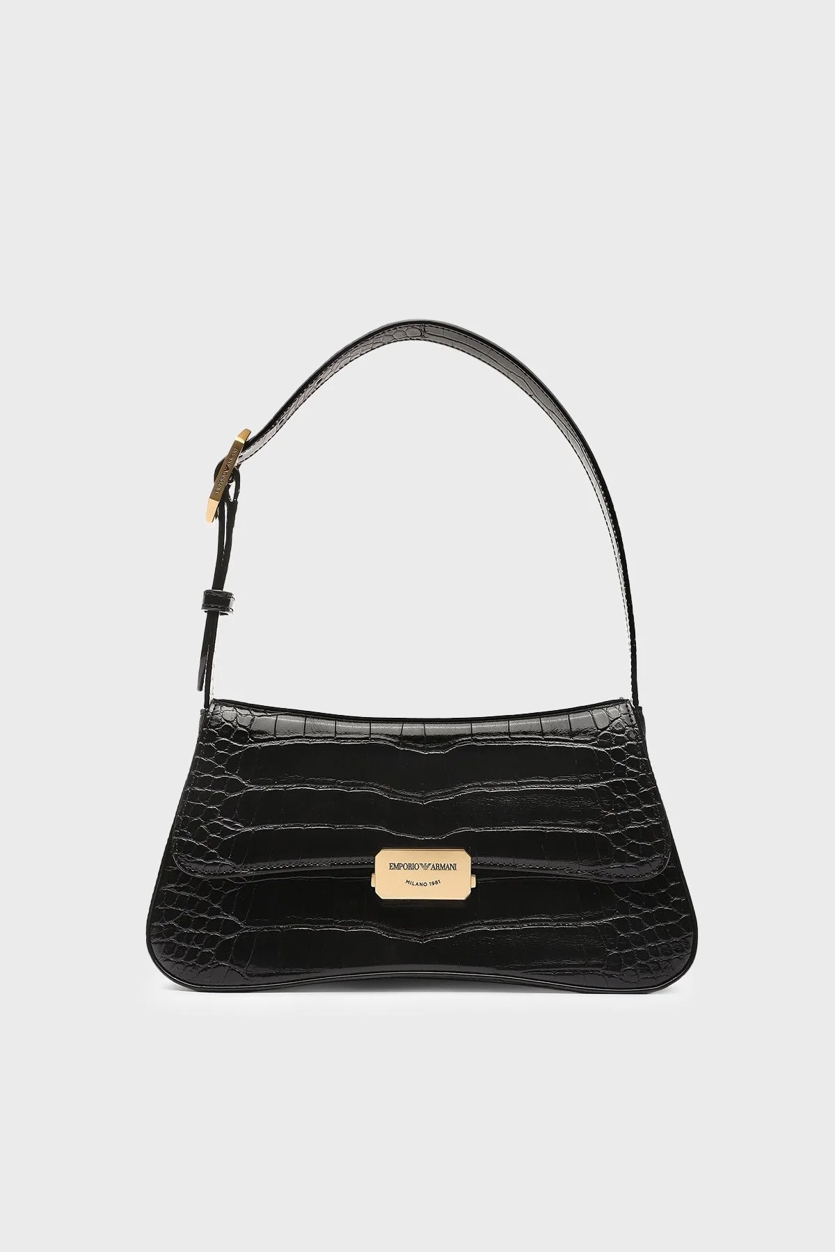 Emporio Armani Ayarlanabilir Askılı Krokodil Desenli Bayan Çanta Y3E226 YFX2D 80001 SİYAH - 1