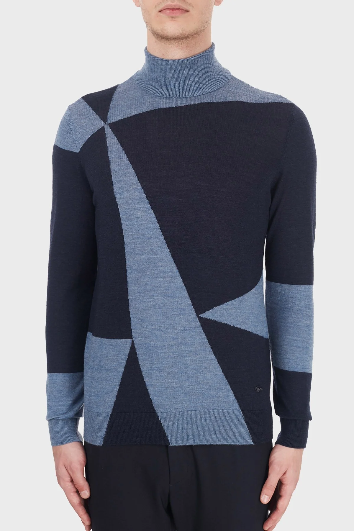 Emporio Armani Balıkçı Yaka % 100 Yün Erkek Kazak 6H1MXD 1MIXZ 0971 MAVİ - 1