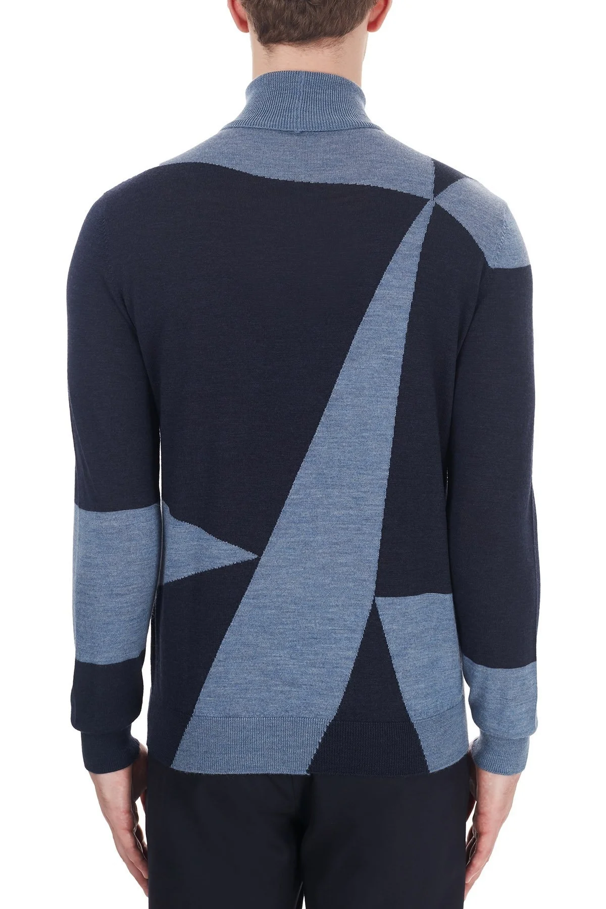 Emporio Armani Balıkçı Yaka % 100 Yün Erkek Kazak 6H1MXD 1MIXZ 0971 MAVİ - 2