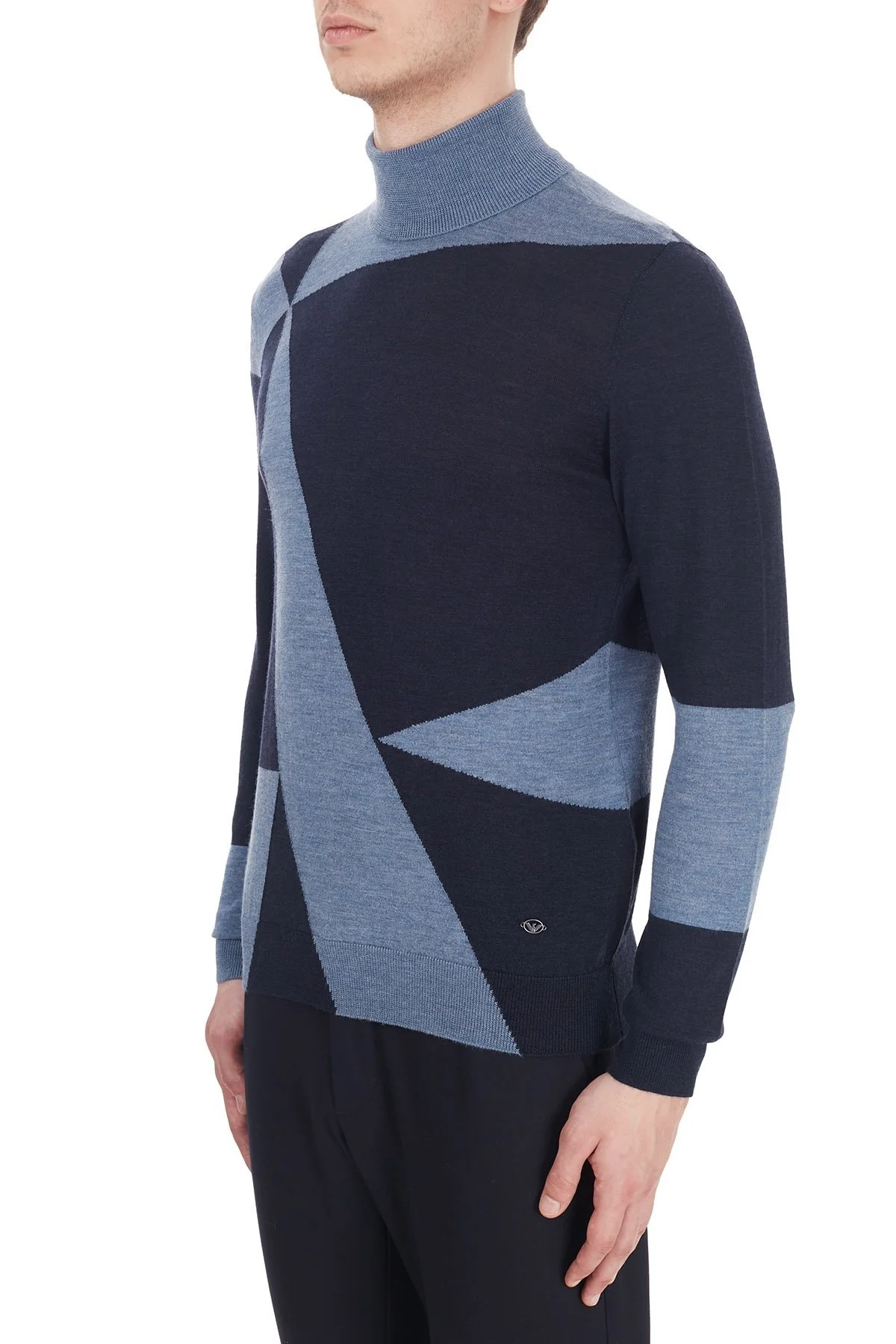 Emporio Armani Balıkçı Yaka % 100 Yün Erkek Kazak 6H1MXD 1MIXZ 0971 MAVİ - 3