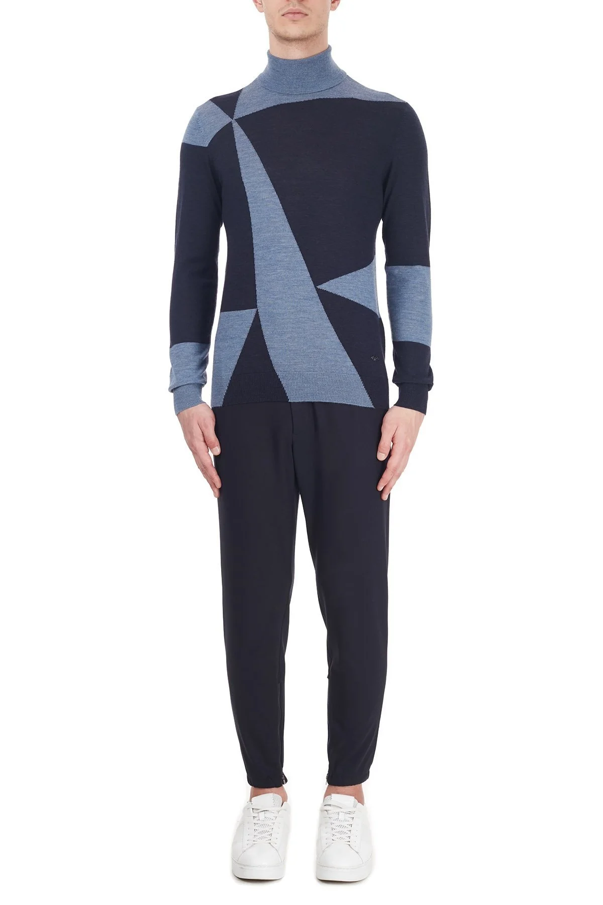 Emporio Armani Balıkçı Yaka % 100 Yün Erkek Kazak 6H1MXD 1MIXZ 0971 MAVİ - 5