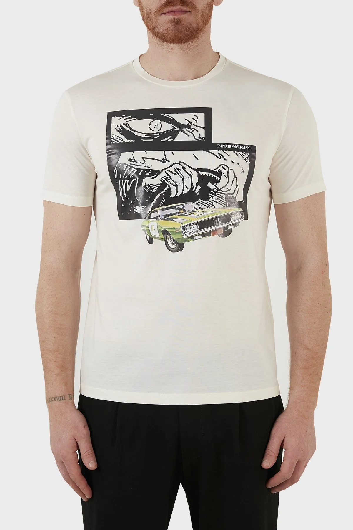 Emporio Armani Baskılı % 100 Pamuk Bisiklet Yaka Regular Fit Erkek T Shirt 3L1T8P 1JW5Z F121 BEYAZ - 8