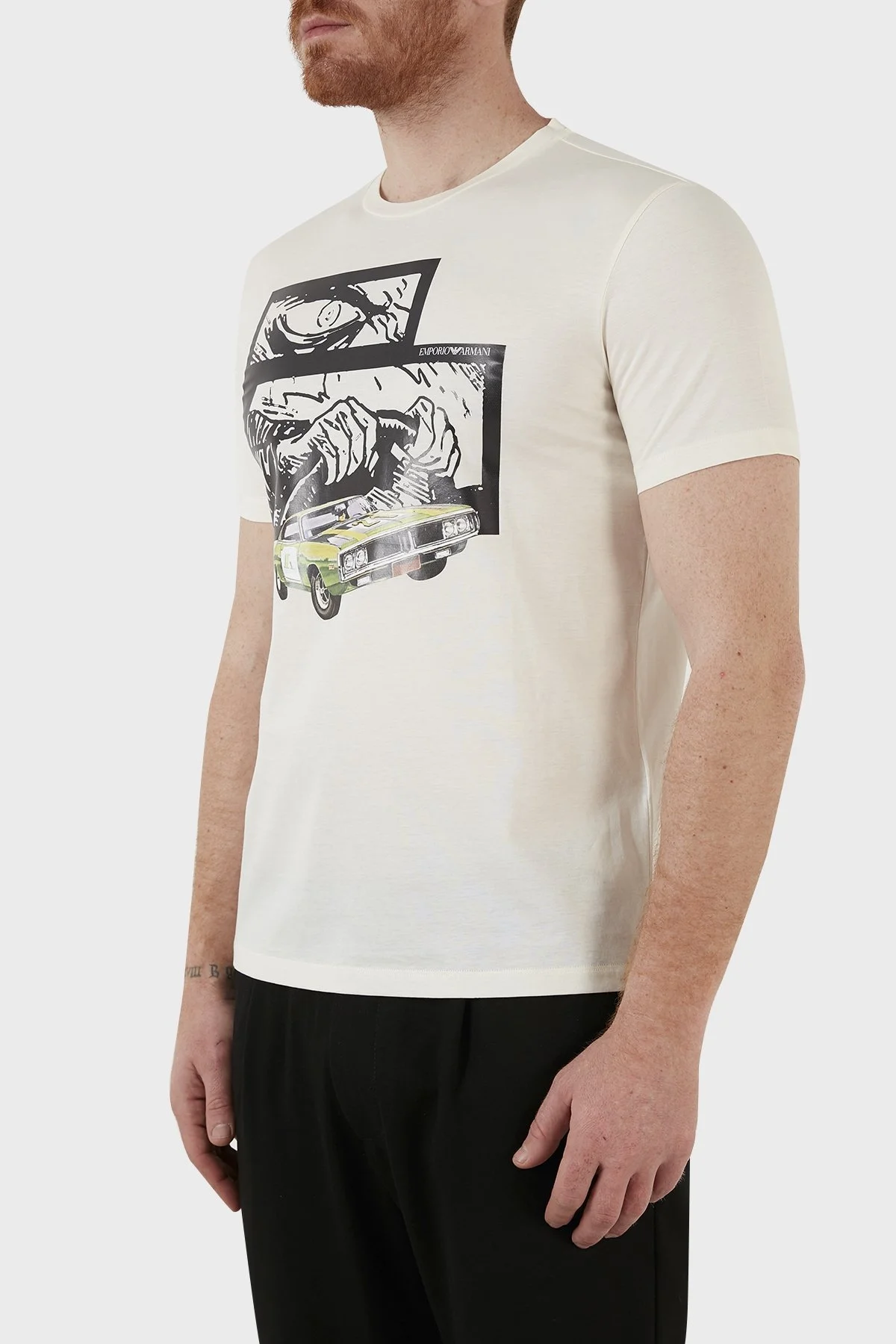 Emporio Armani Baskılı % 100 Pamuk Bisiklet Yaka Regular Fit Erkek T Shirt 3L1T8P 1JW5Z F121 BEYAZ - 9