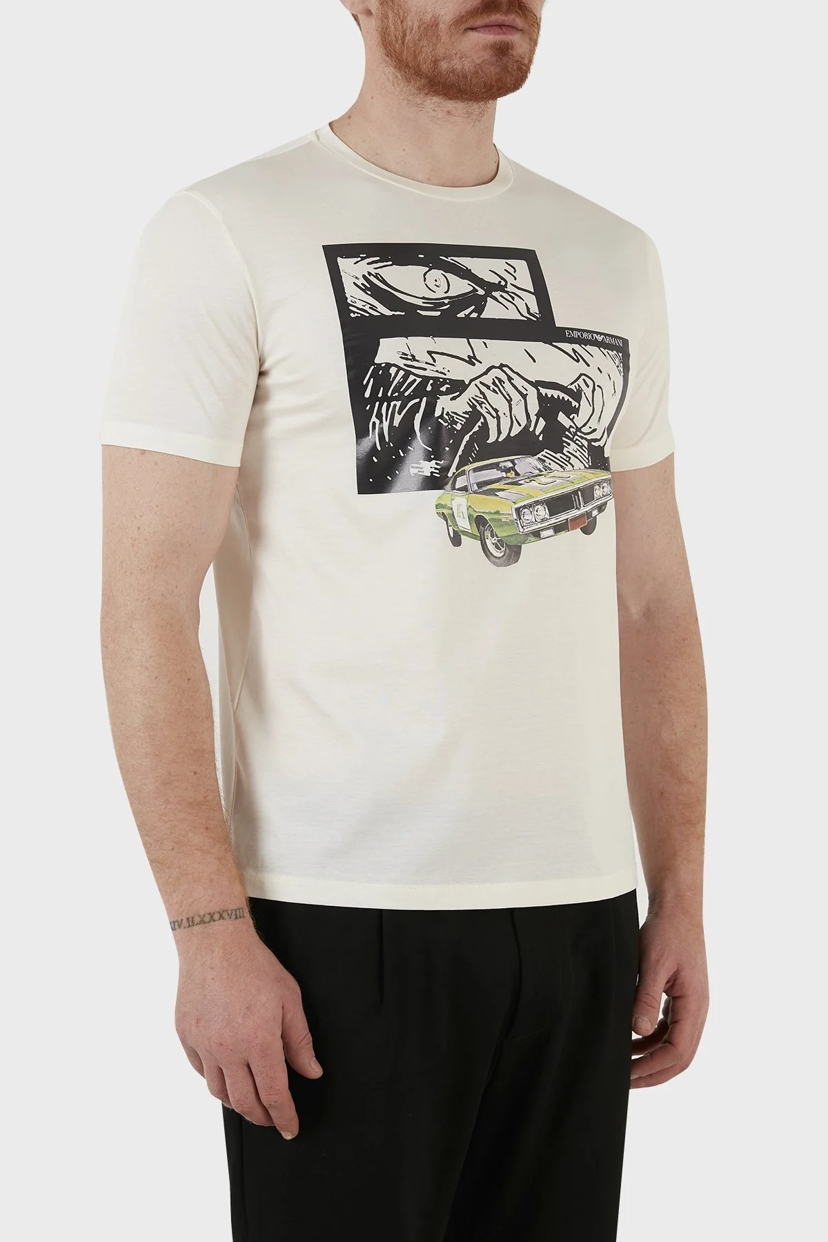 Emporio Armani Baskılı % 100 Pamuk Bisiklet Yaka Regular Fit Erkek T Shirt 3L1T8P 1JW5Z F121 BEYAZ - 11