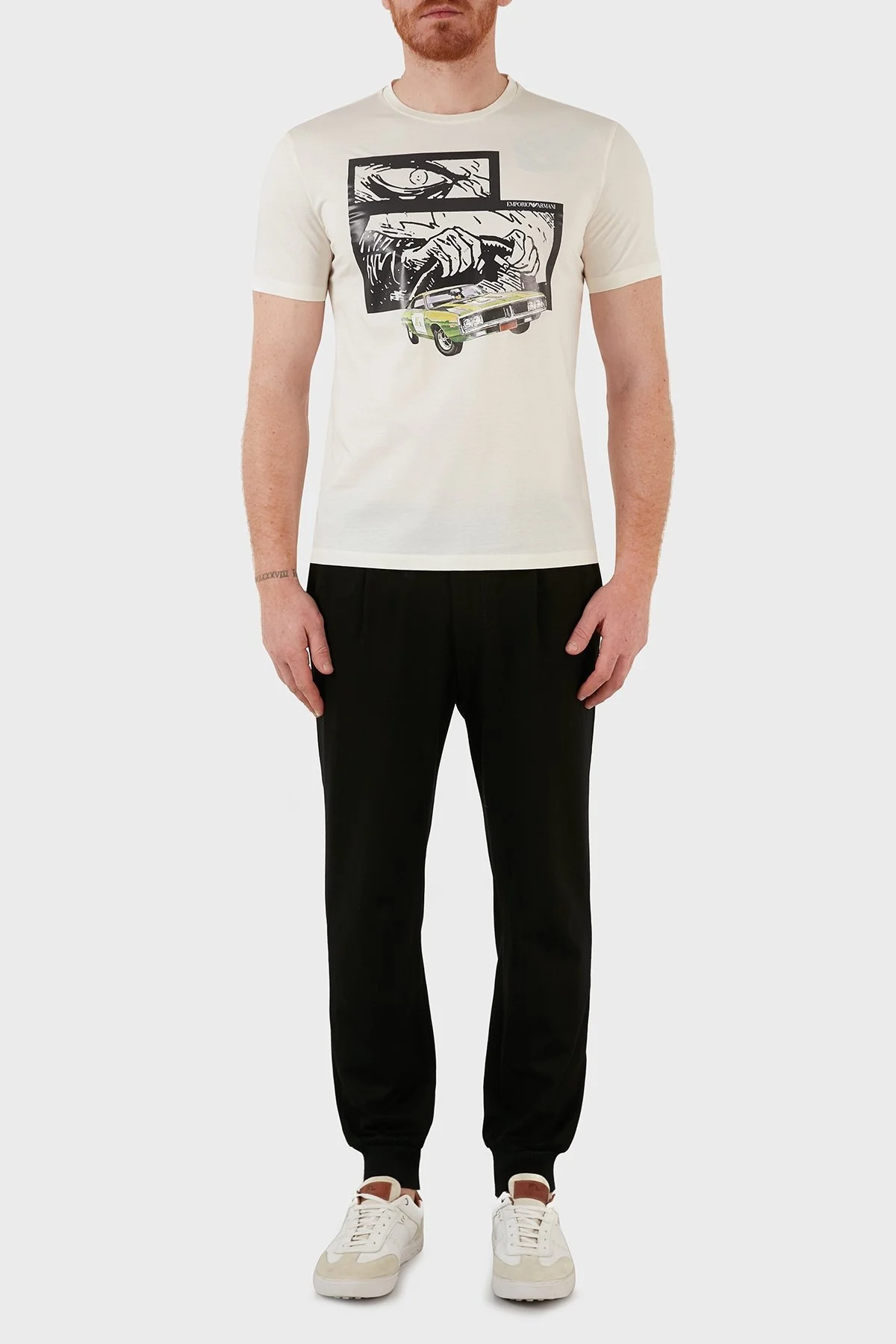 Emporio Armani Baskılı % 100 Pamuk Bisiklet Yaka Regular Fit Erkek T Shirt 3L1T8P 1JW5Z F121 BEYAZ - 12
