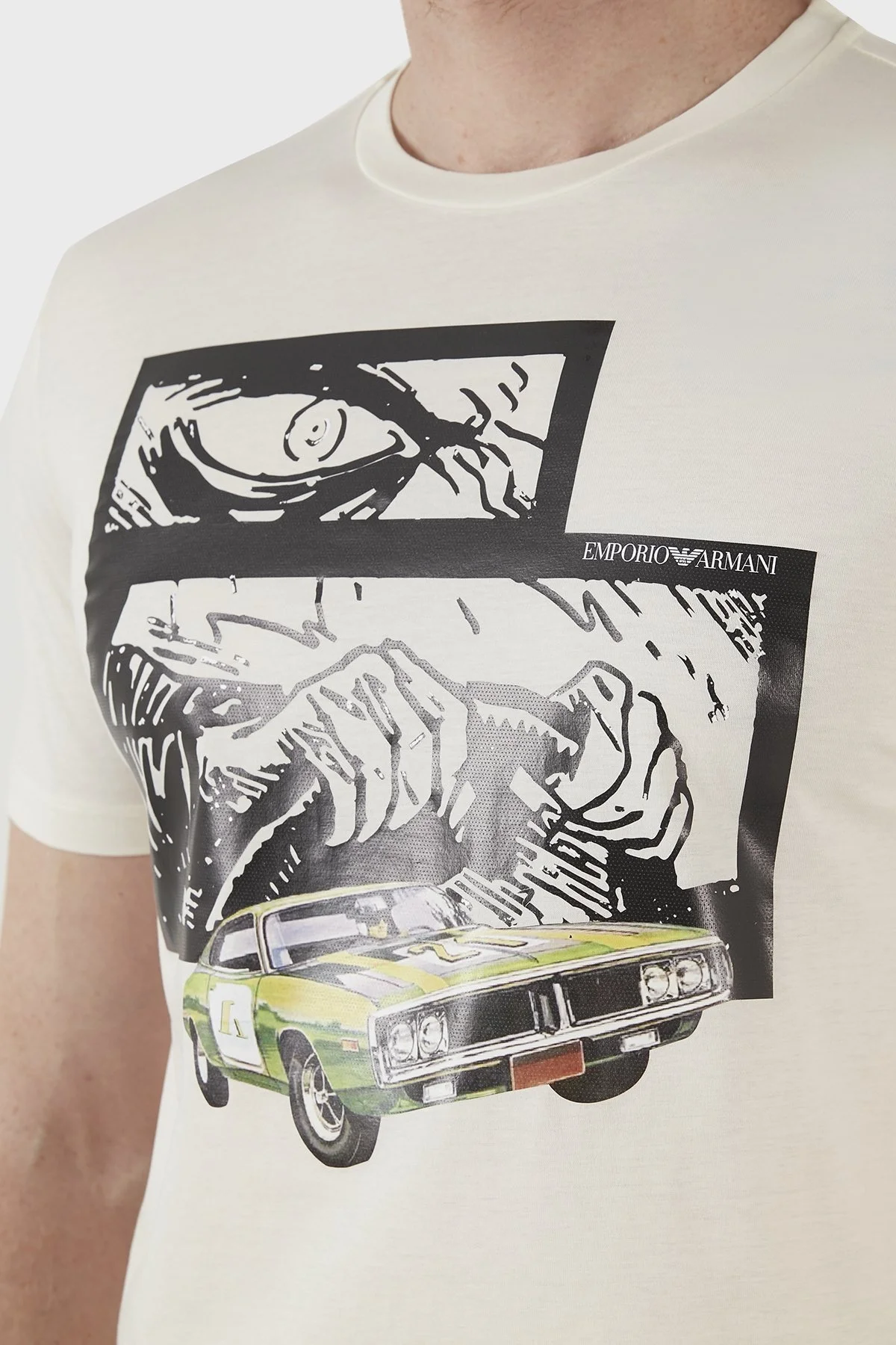 Emporio Armani Baskılı % 100 Pamuk Bisiklet Yaka Regular Fit Erkek T Shirt 3L1T8P 1JW5Z F121 BEYAZ - 13