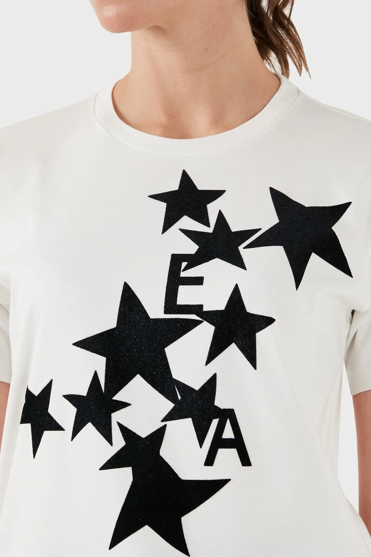 Emporio Armani Baskılı % 100 Pamuk Regular Fit Bisiklet Yaka Bayan T Shirt 6D2T8B 2JIJZ 0101 BEYAZ - 10