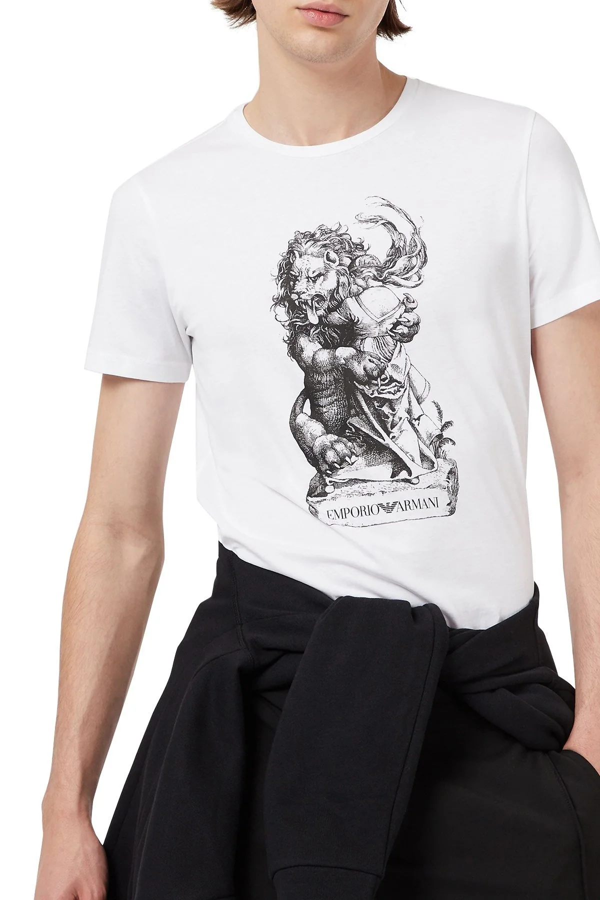 Emporio Armani Baskılı Bisiklet Yaka % 100 Pamuk Erkek T Shirt 3K1T8P 1JL7Z 0148 BEYAZ - 3