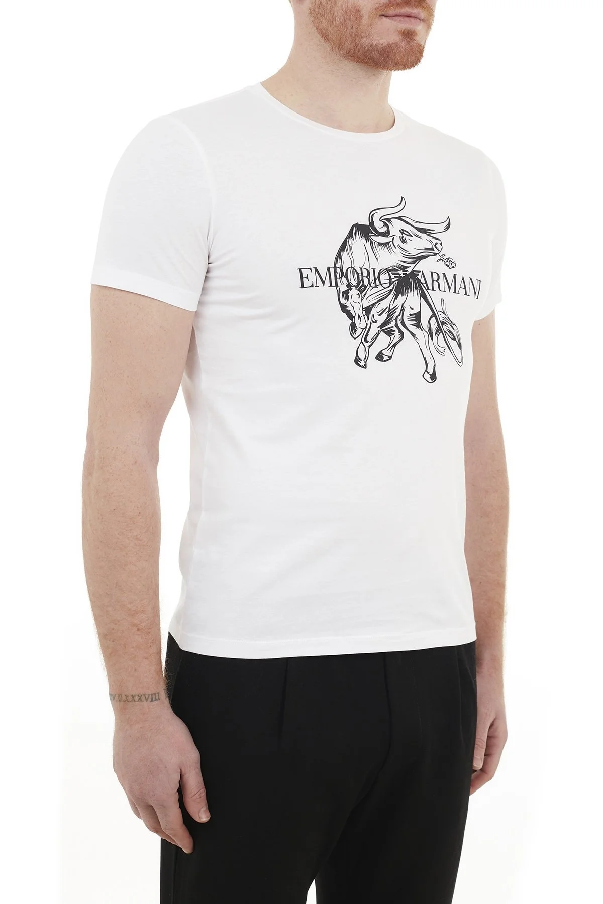 Emporio Armani Baskılı Bisiklet Yaka % 100 Pamuk Erkek T Shirt 3K1T8P 1JL7Z 0150 BEYAZ - 4