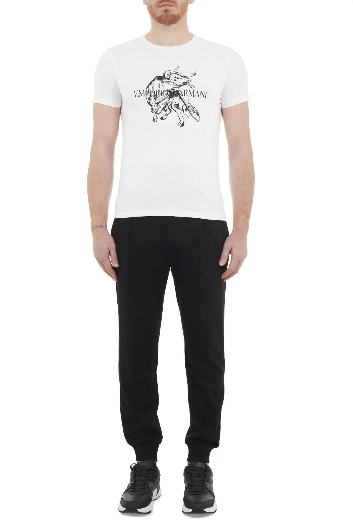 Emporio Armani Baskılı Bisiklet Yaka % 100 Pamuk Erkek T Shirt 3K1T8P 1JL7Z 0150 BEYAZ - 5