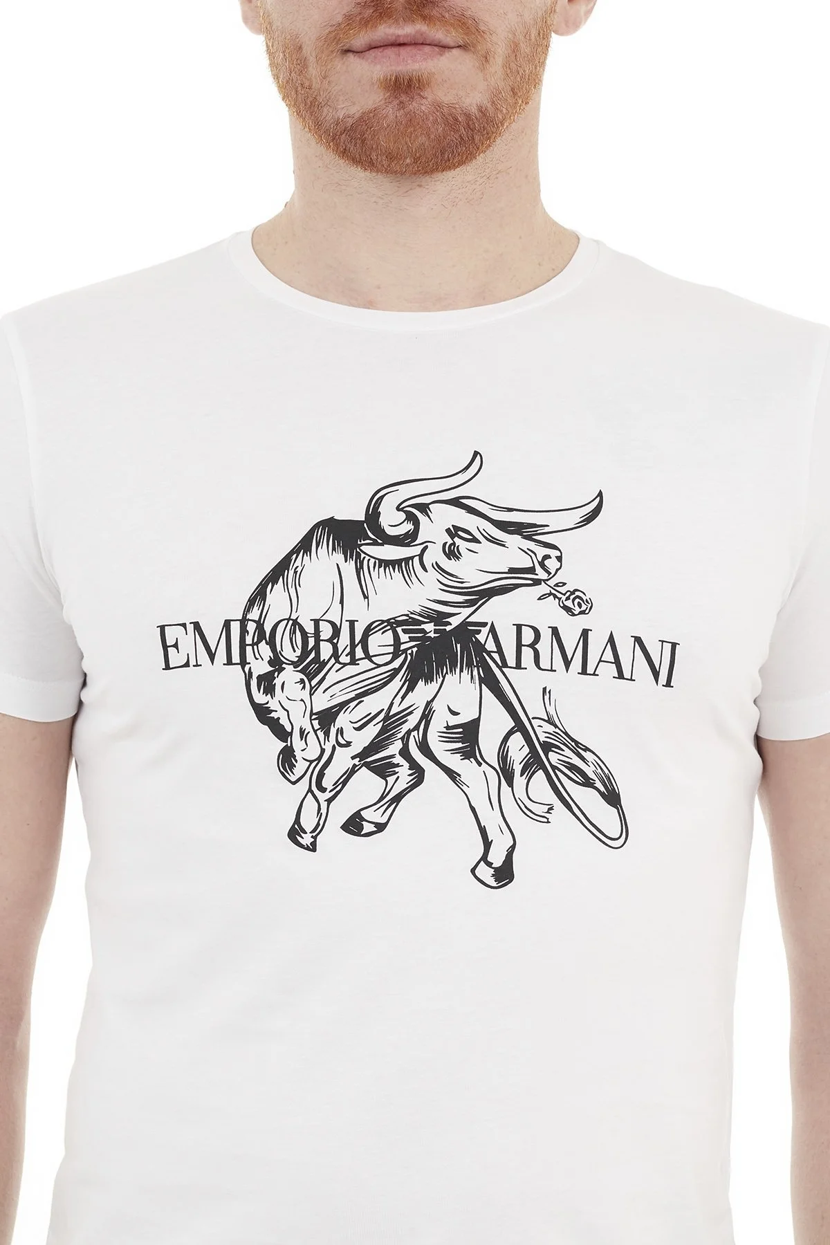Emporio Armani Baskılı Bisiklet Yaka % 100 Pamuk Erkek T Shirt 3K1T8P 1JL7Z 0150 BEYAZ - 6