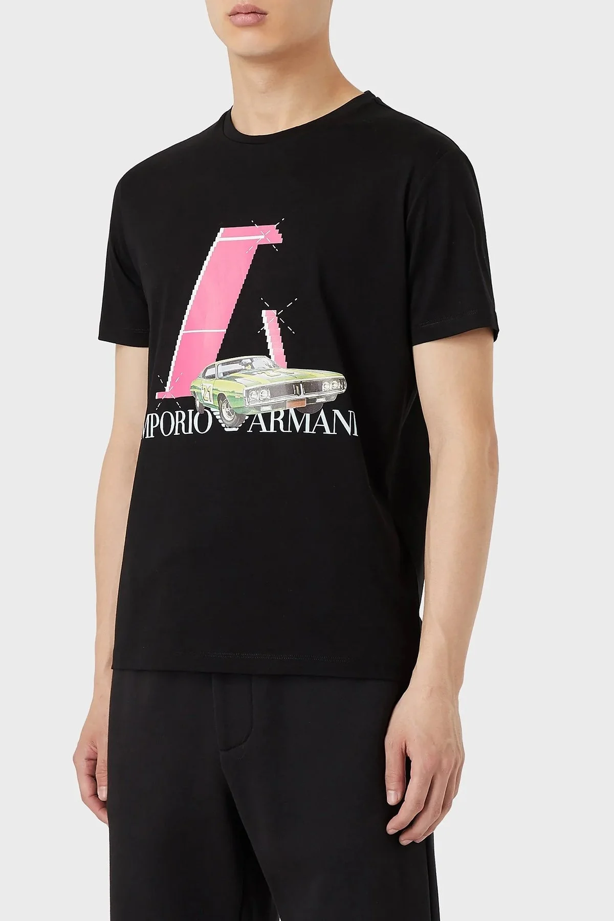 Emporio Armani Baskılı Bisiklet Yaka % 100 Pamuk Erkek T Shirt 3L1T8P 1JW5Z F015 SİYAH - 1