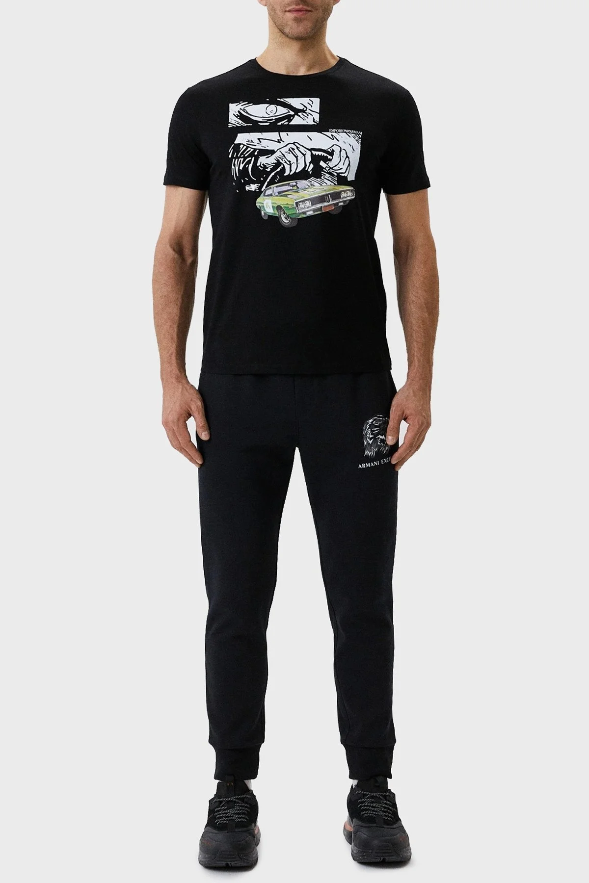 Emporio Armani Baskılı Bisiklet Yaka % 100 Pamuk Erkek T Shirt 3L1T8P 1JW5Z F017 SİYAH - 3