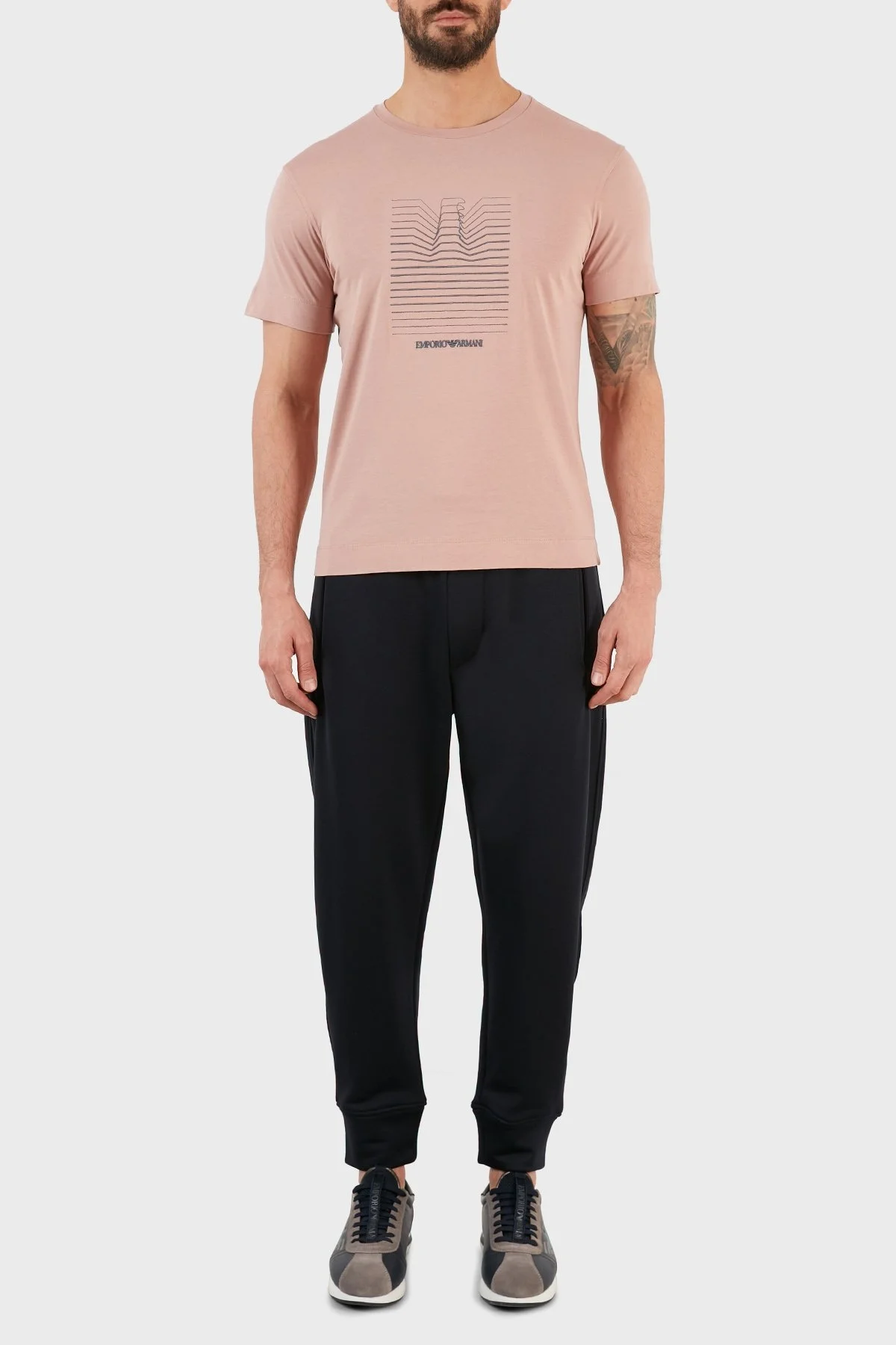Emporio Armani Baskılı Bisiklet Yaka % 100 Pamuk Erkek T Shirt S 3K1TL8 1JULZ 0306 PUDRA - 5