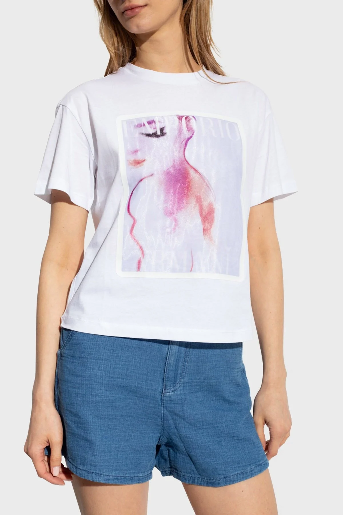 Emporio Armani Baskılı Bisiklet Yaka % 100 Pamuk Regular Fit Bayan T Shirt 3R2T8M 2JTAZ 0100 BEYAZ - 6