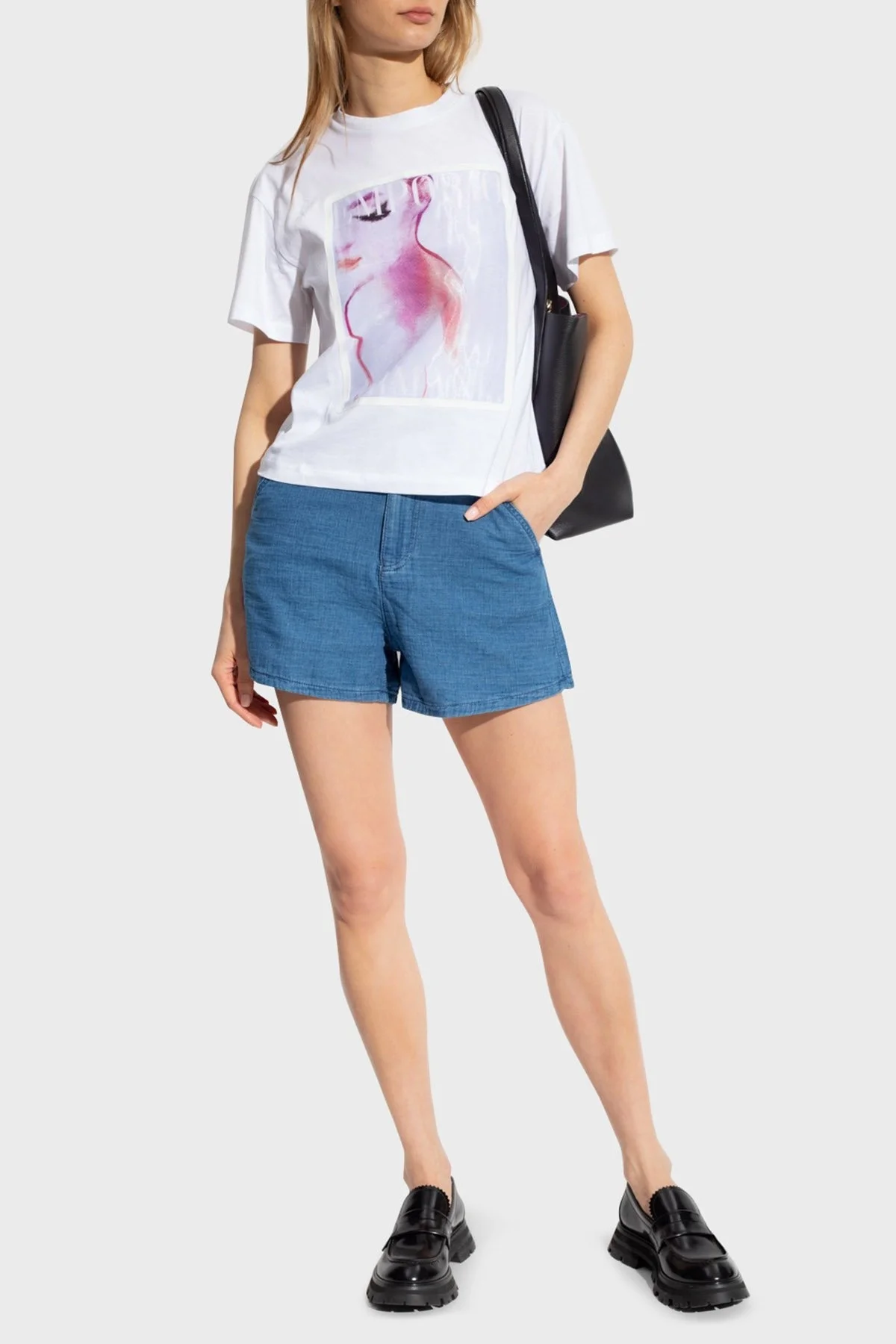 Emporio Armani Baskılı Bisiklet Yaka % 100 Pamuk Regular Fit Bayan T Shirt 3R2T8M 2JTAZ 0100 BEYAZ - 7