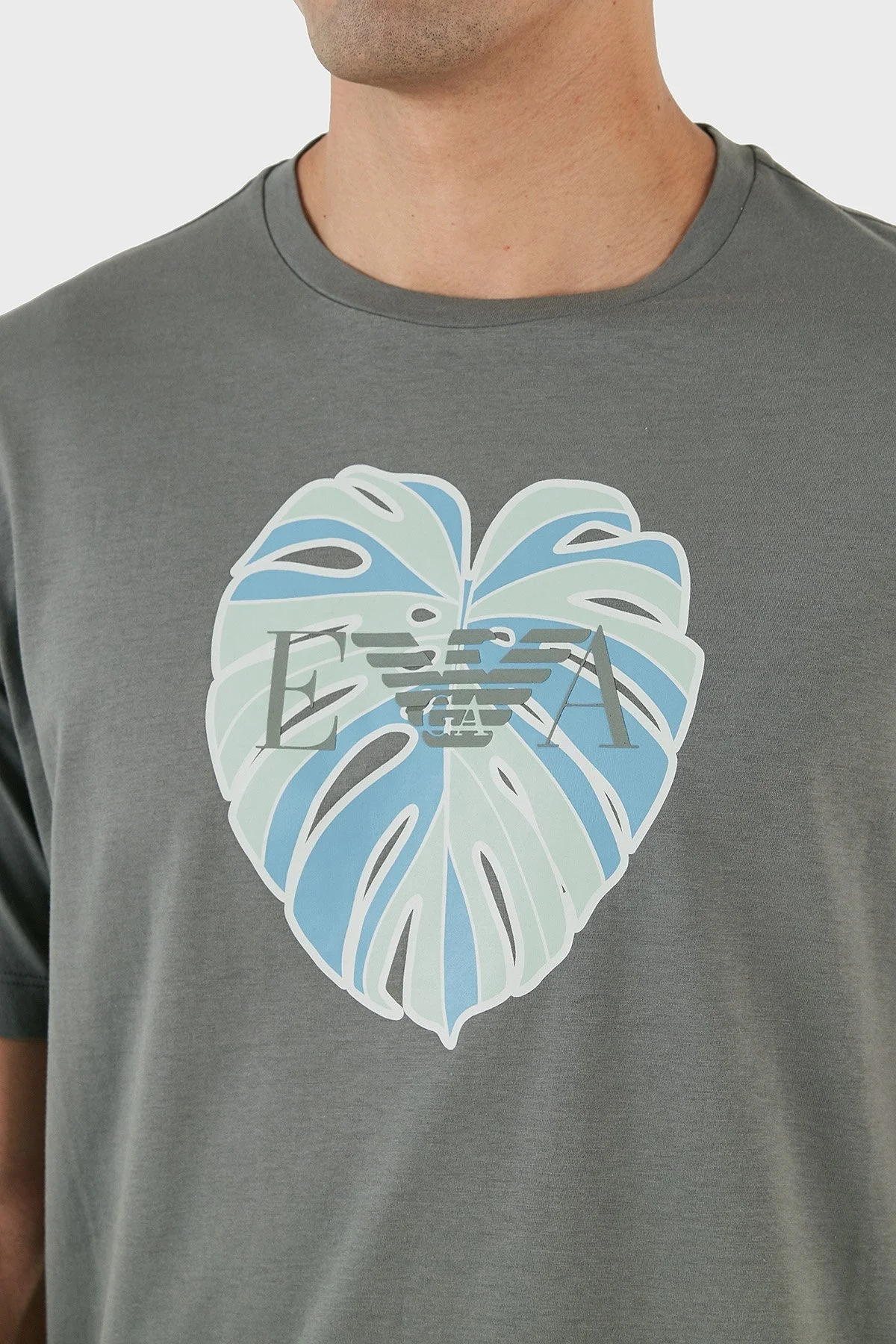 Emporio Armani Baskılı Bisiklet Yaka % 100 Pamuk Regular Fit Erkek T Shirt 3R1T6U 1JQ4Z 0630 ANTRASİT - 9