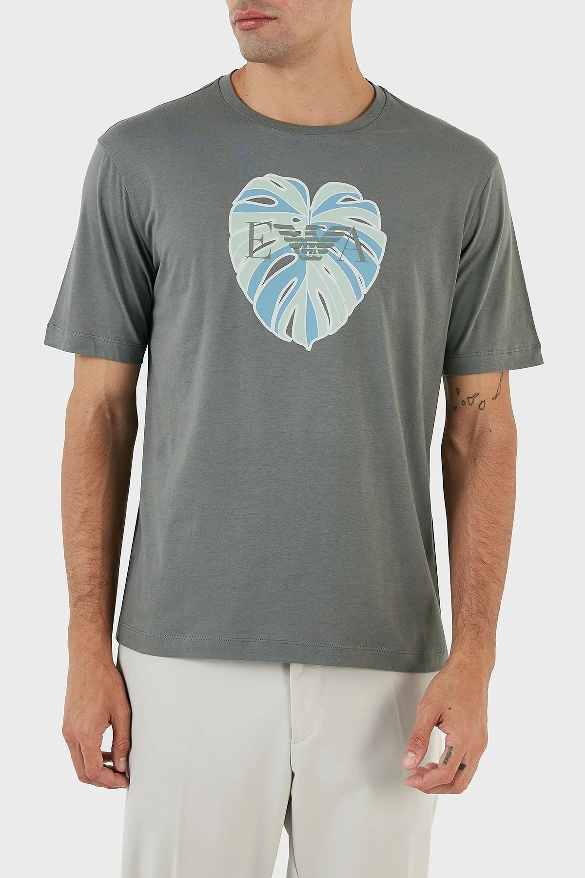 Emporio Armani Baskılı Bisiklet Yaka % 100 Pamuk Regular Fit Erkek T Shirt 3R1T6U 1JQ4Z 0630 ANTRASİT - 1