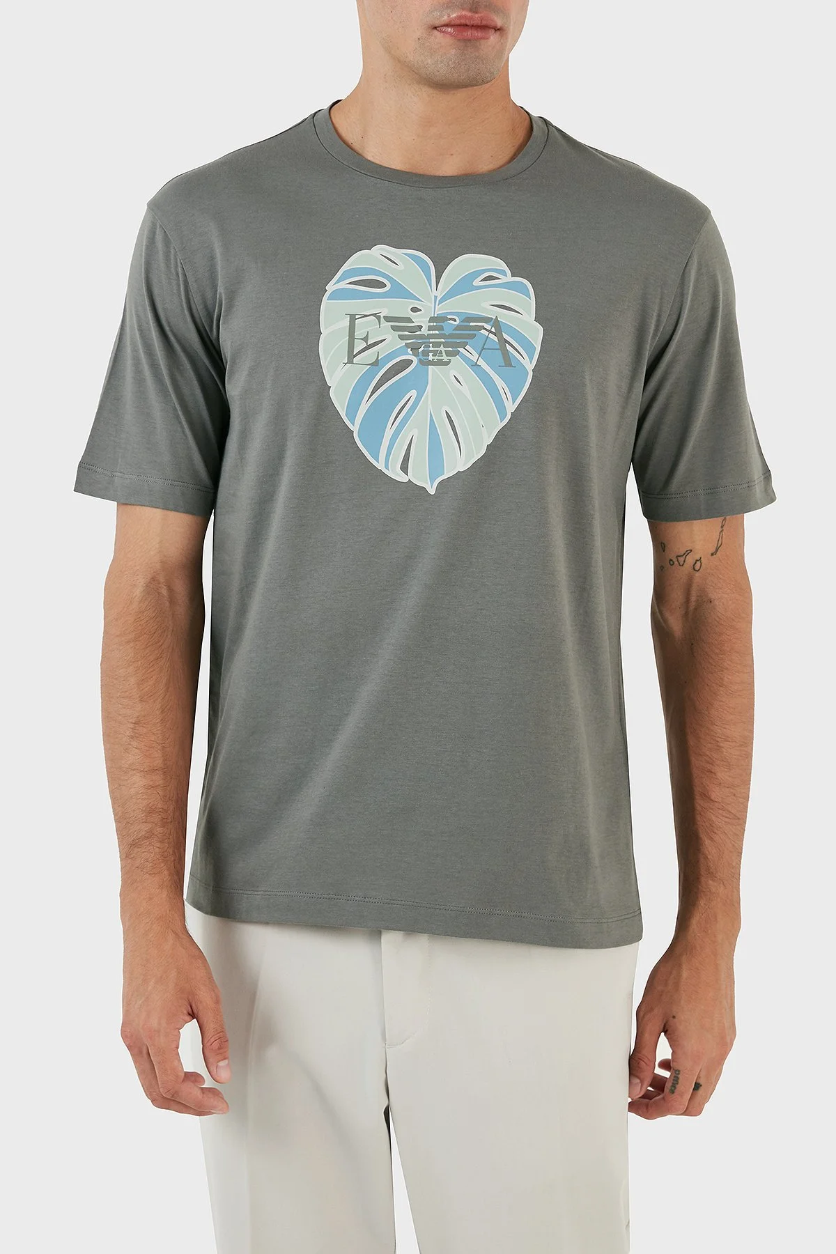 Emporio Armani Baskılı Bisiklet Yaka % 100 Pamuk Regular Fit Erkek T Shirt 3R1T6U 1JQ4Z 0630 ANTRASİT - 5