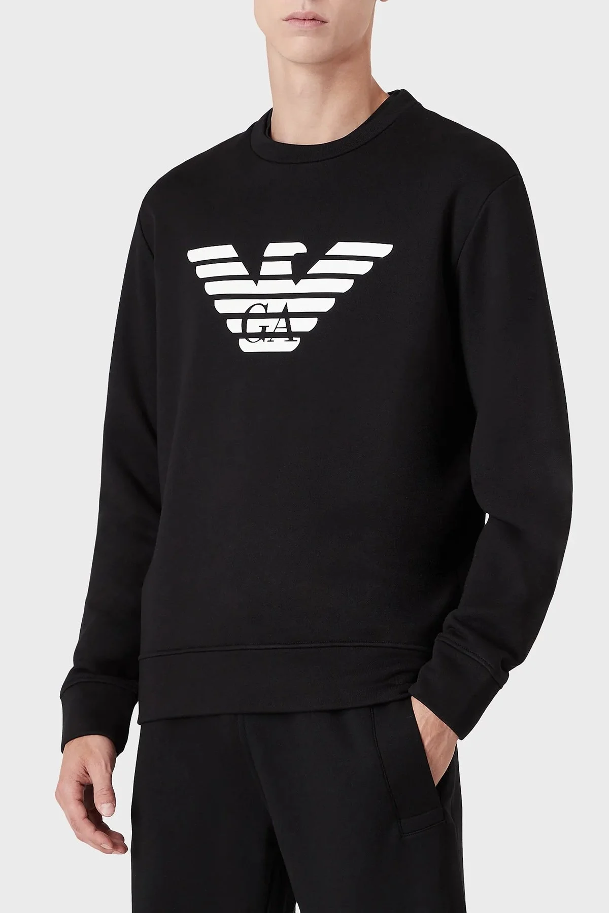 Emporio Armani Baskılı Bisiklet Yaka Pamuklu Erkek Sweat 8N1MR6 1JRIZ F008 SİYAH - 1