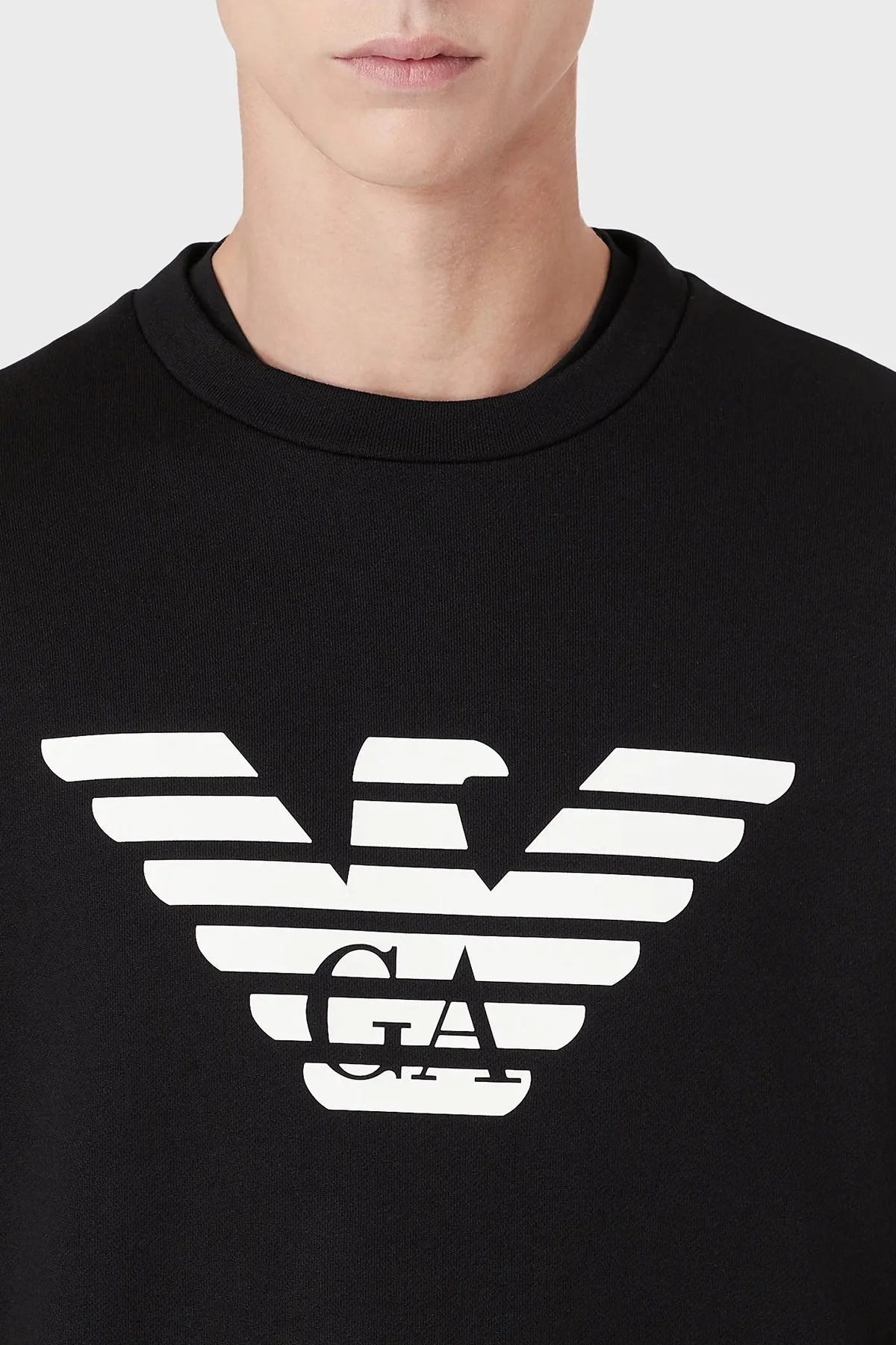 Emporio Armani Baskılı Bisiklet Yaka Pamuklu Erkek Sweat 8N1MR6 1JRIZ F008 SİYAH - 2