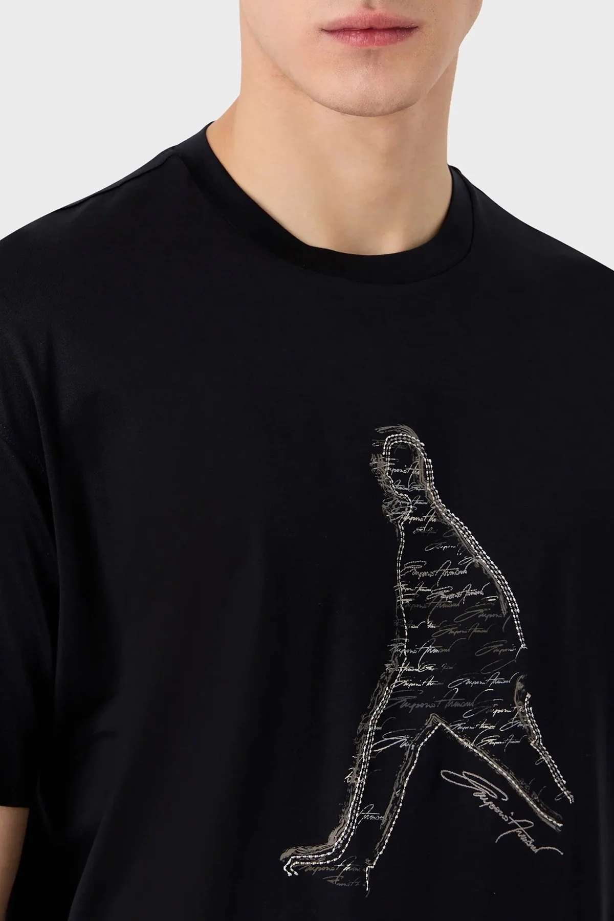 Emporio Armani Baskılı Bisiklet Yaka Regular Fit Erkek T Shirt 3R1TT9 1JUVZ 0920 LACİVERT - 6