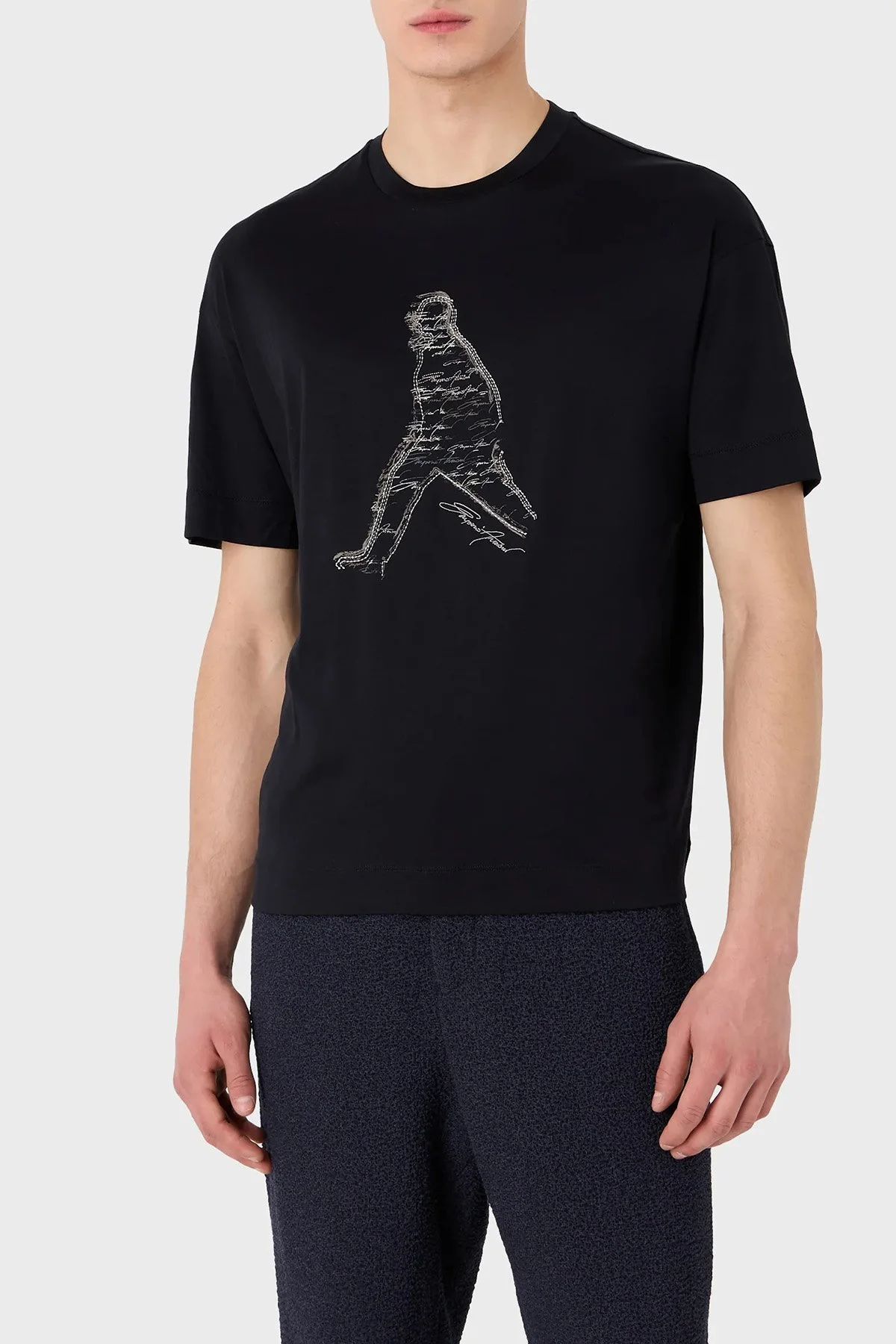 Emporio Armani Baskılı Bisiklet Yaka Regular Fit Erkek T Shirt 3R1TT9 1JUVZ 0920 LACİVERT - 1