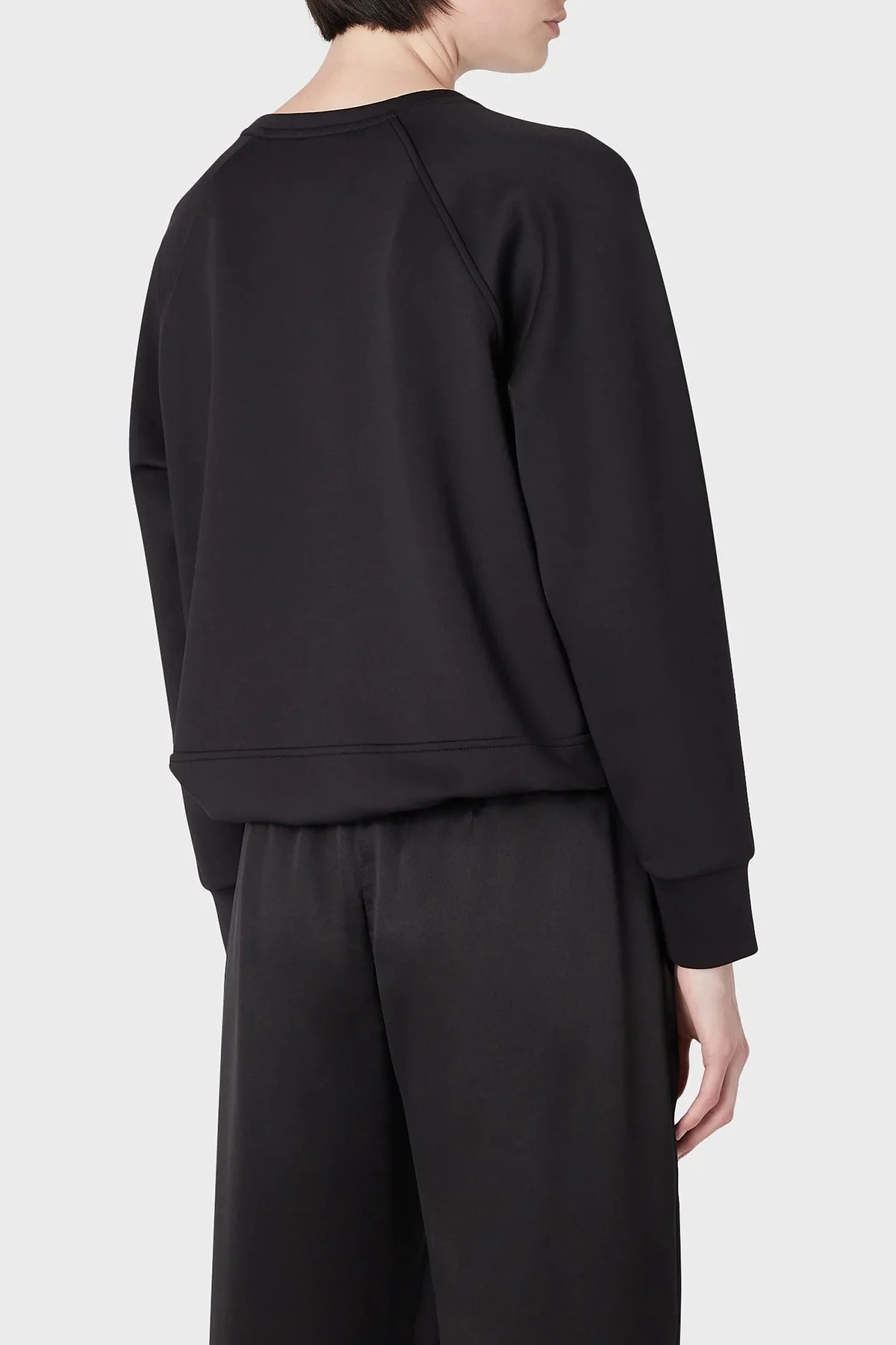 Emporio Armani Baskılı Büzgülü Loose Fit Bisiklet Yaka Bayan Sweat 3R2M7L 2JVLZ 0999 SİYAH - 3