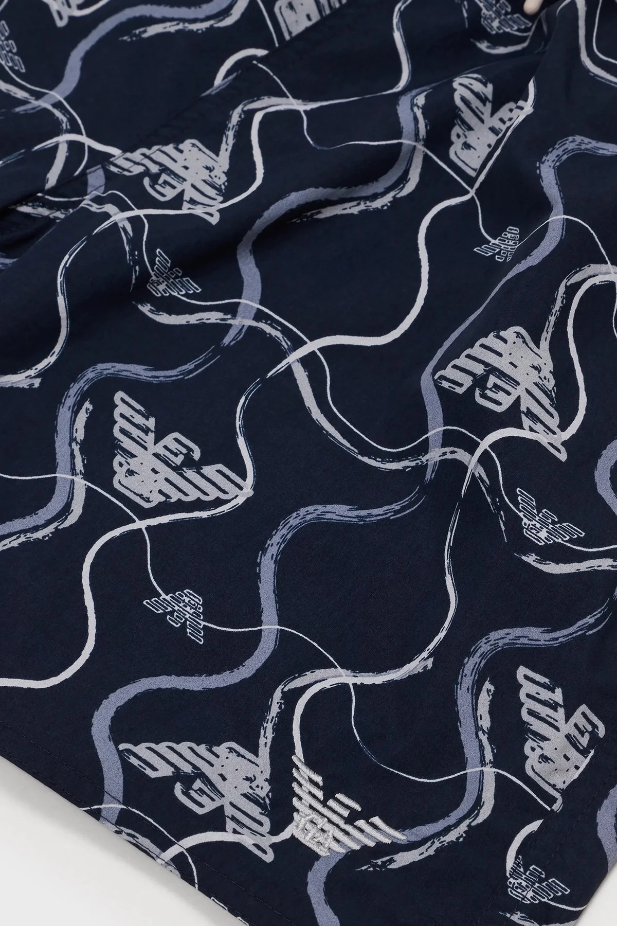 Emporio Armani Baskılı Deniz Şortu Belden Bağlamalı Erkek Mayo Short 211740 3R444 18736 LACİVERT - 3