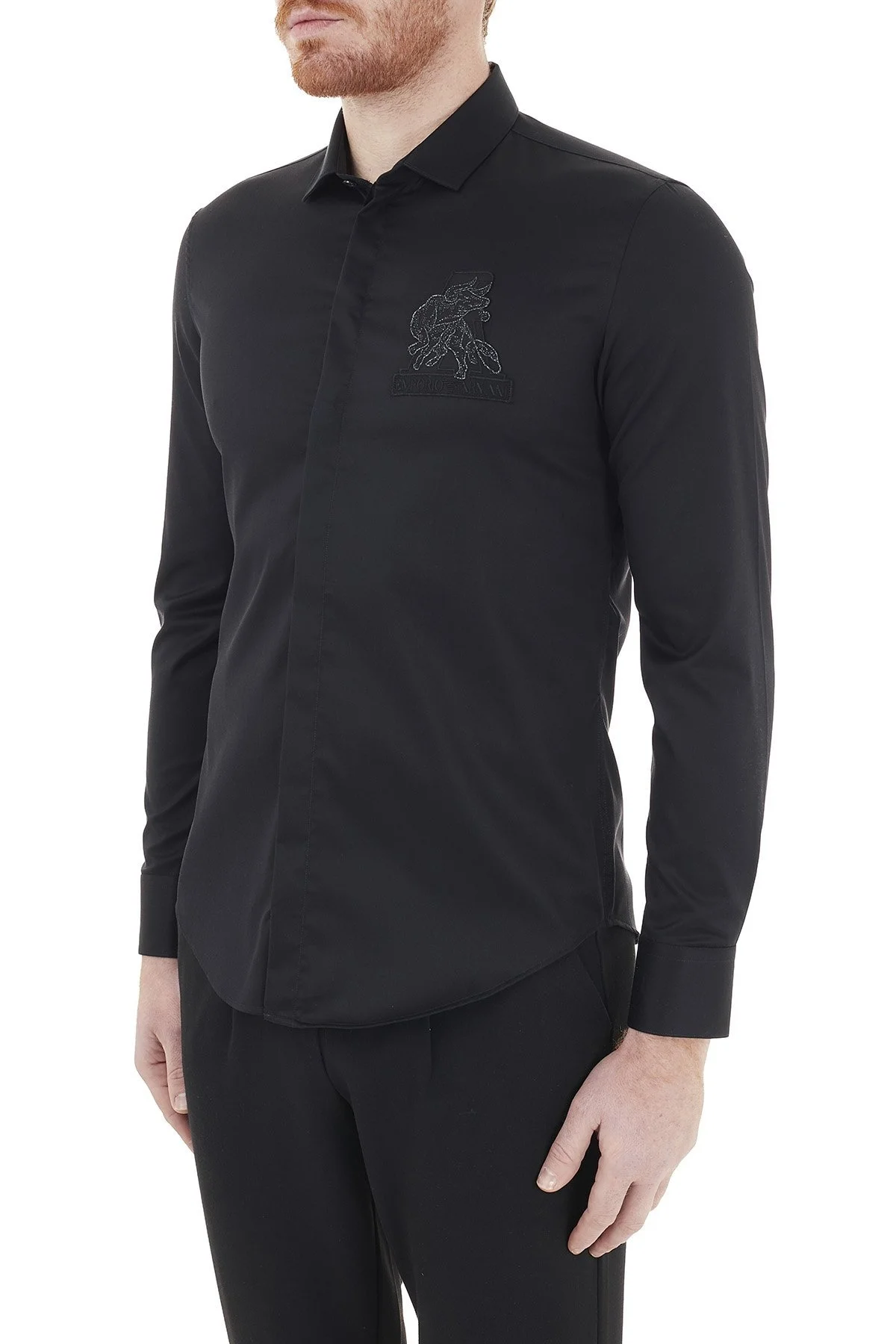 Emporio Armani Baskılı Düz Yaka Pamuklu Erkek Gömlek A1CC2P A140C 998 SİYAH - 3