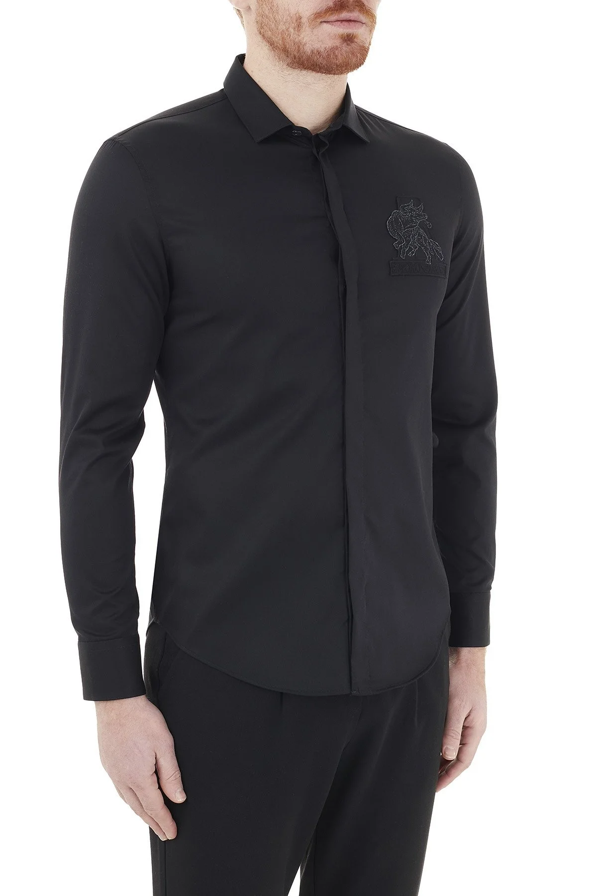 Emporio Armani Baskılı Düz Yaka Pamuklu Erkek Gömlek A1CC2P A140C 998 SİYAH - 4