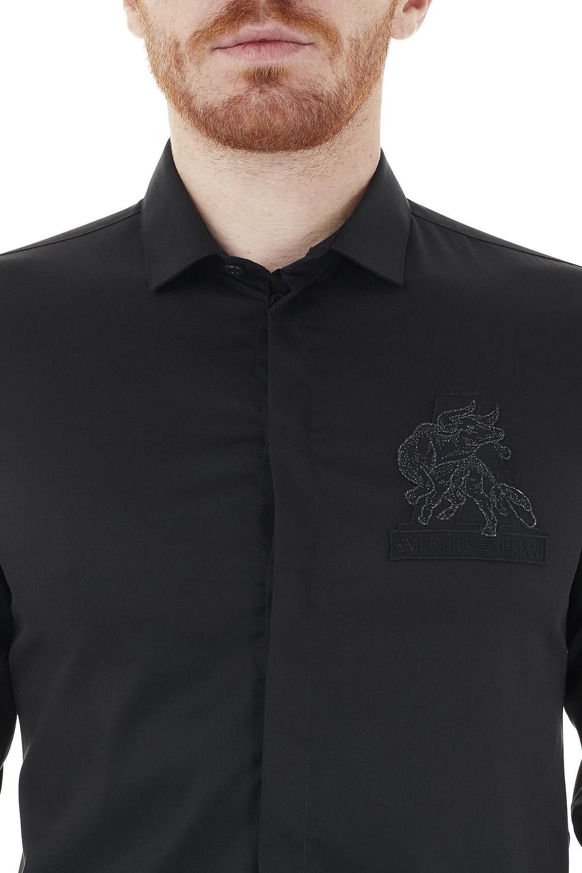 Emporio Armani Baskılı Düz Yaka Pamuklu Erkek Gömlek A1CC2P A140C 998 SİYAH - 6