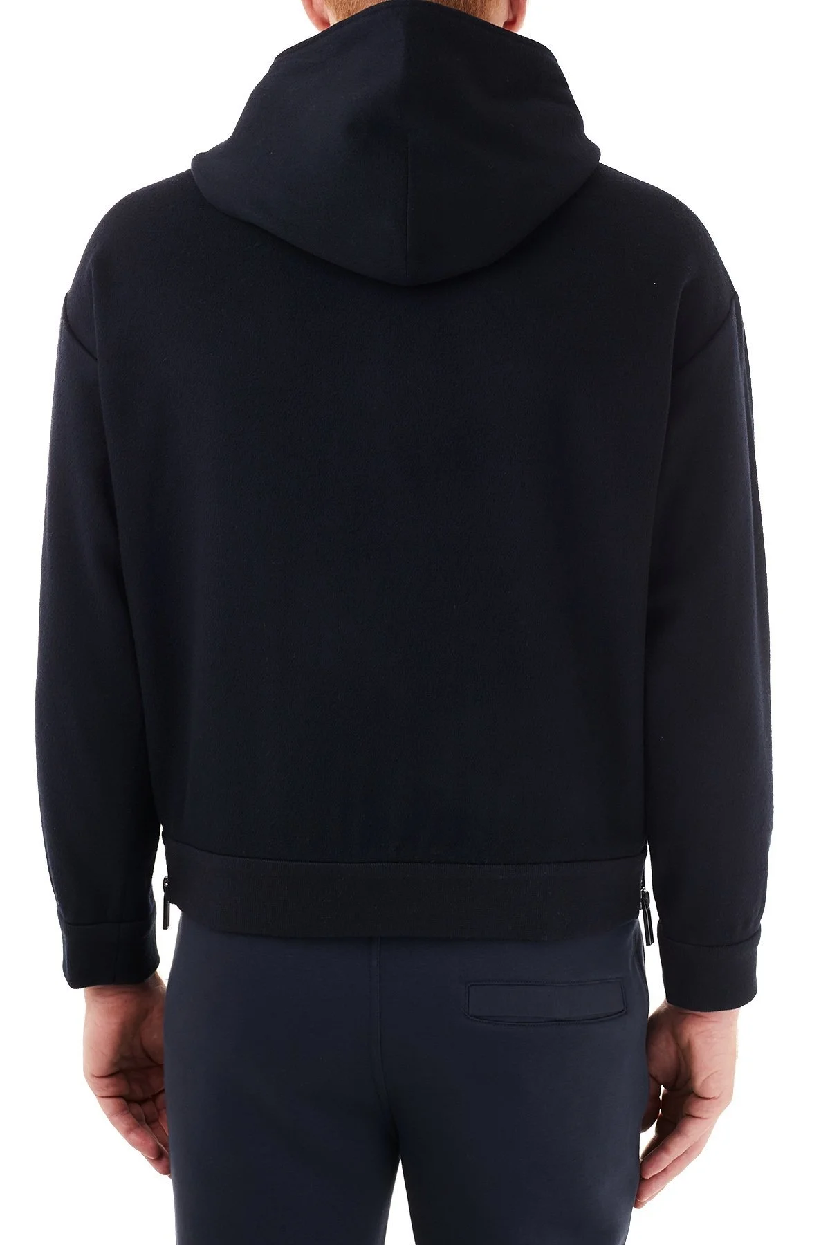 Emporio Armani Baskılı Kapüşonlu Yünlü Erkek Sweat 6H1M81 1NXQZ 0920 LACİVERT - 2