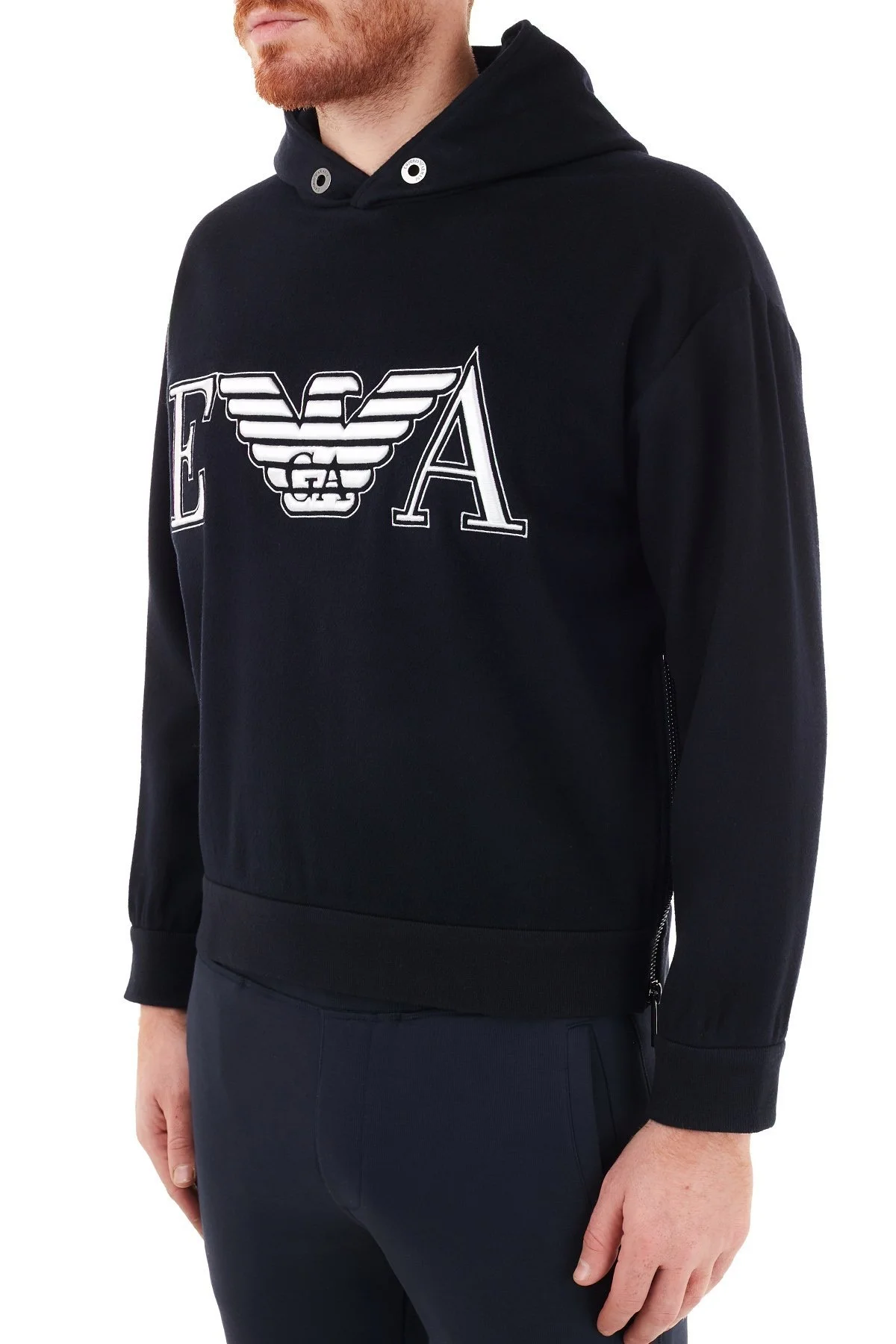 Emporio Armani Baskılı Kapüşonlu Yünlü Erkek Sweat 6H1M81 1NXQZ 0920 LACİVERT - 3