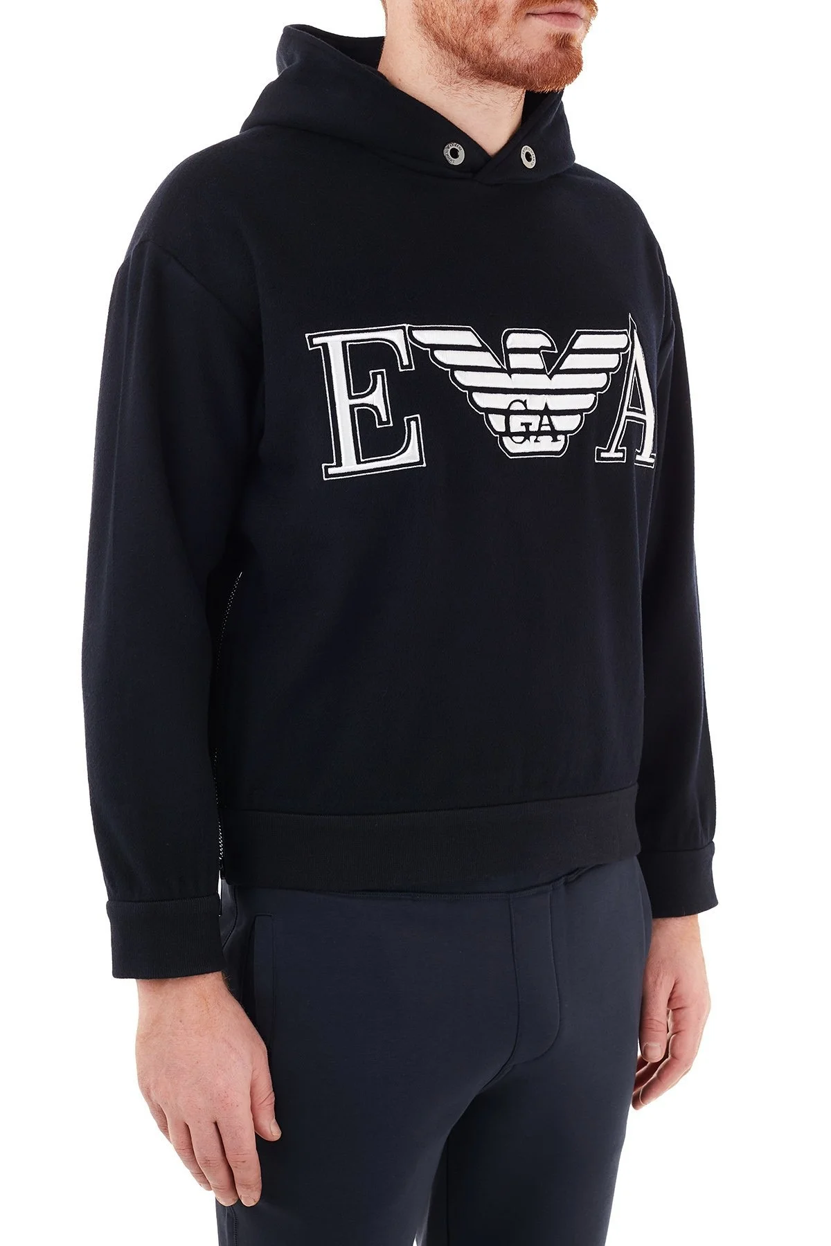 Emporio Armani Baskılı Kapüşonlu Yünlü Erkek Sweat 6H1M81 1NXQZ 0920 LACİVERT - 4