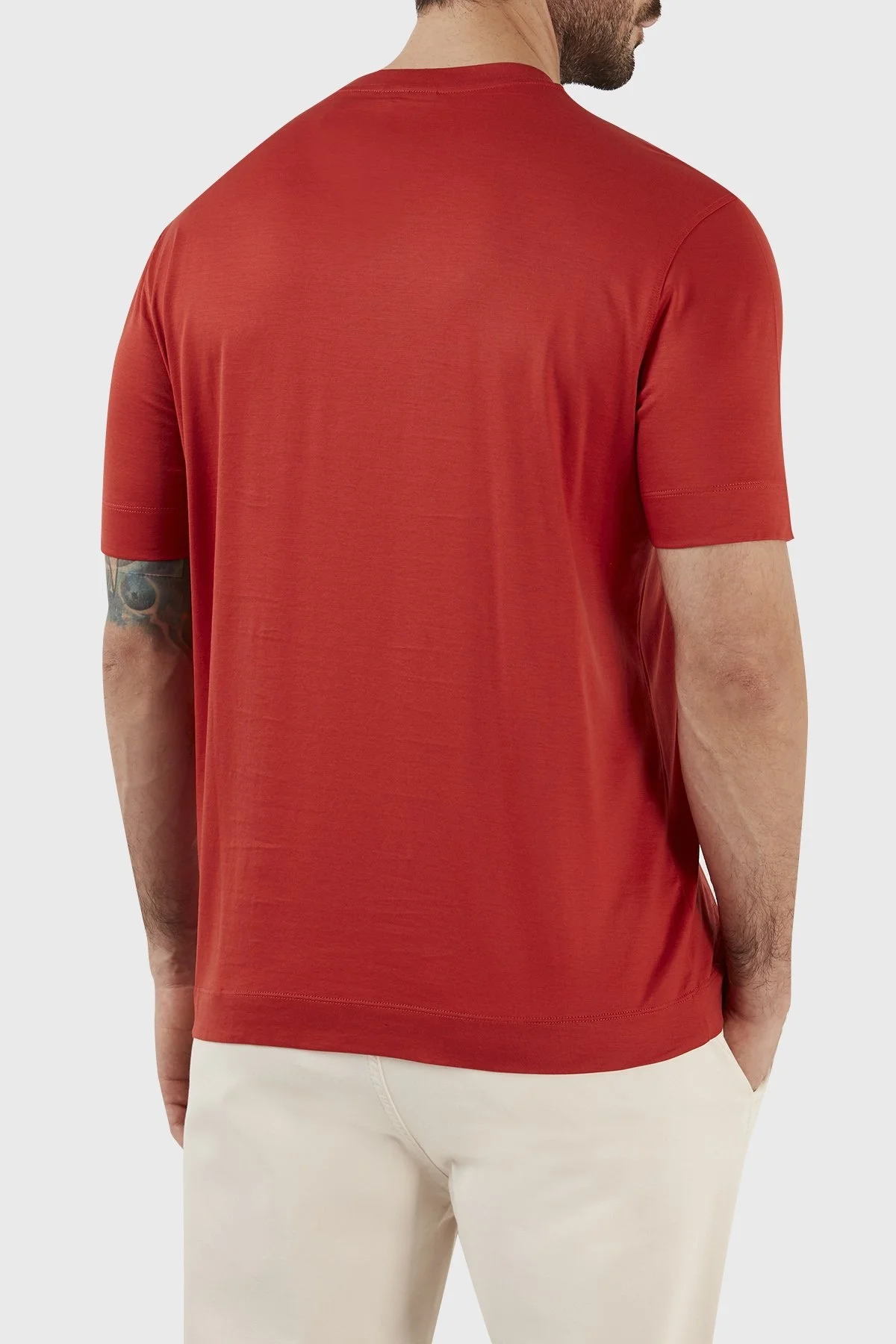 Emporio Armani Baskılı Pamuk Karışımlı Bisiklet Yaka Regular Fit Erkek T Shirt 3R1TU2 1JUVZ 0261 KIRMIZI - 4