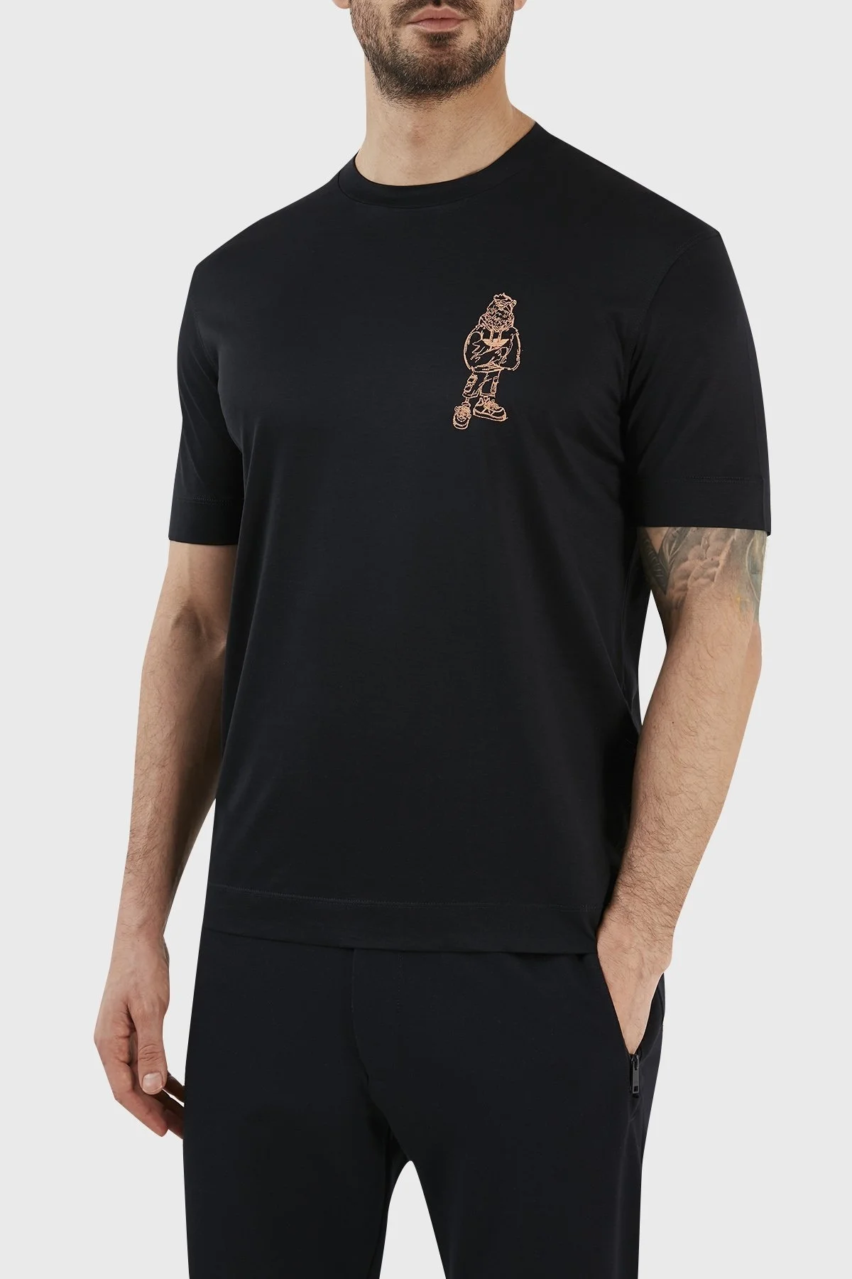 Emporio Armani Baskılı Pamuk Karışımlı Bisiklet Yaka Regular Fit Erkek T Shirt 3R1TU2 1JUVZ 0920 LACİVERT - 2