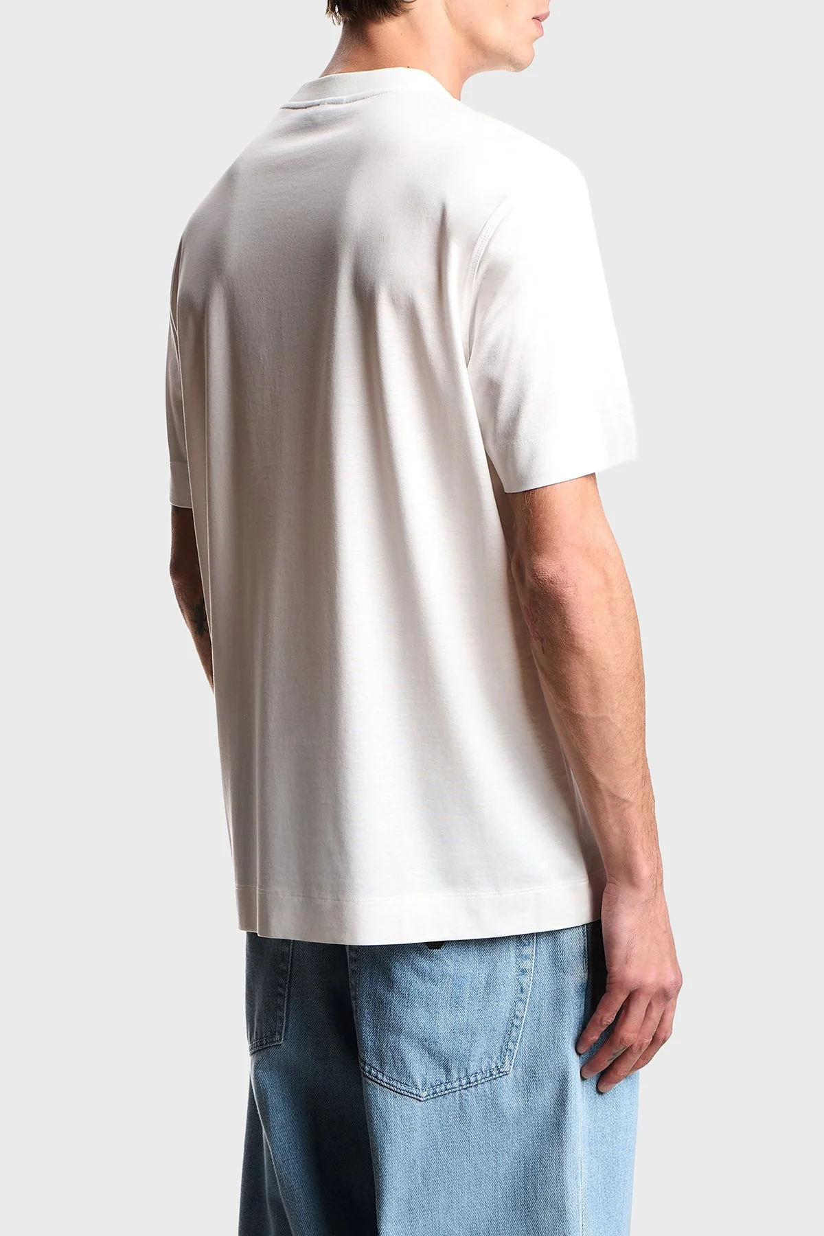 Emporio Armani Baskılı Pamuk Karışımlı Regular Fit Bisiklet Yaka Erkek T Shirt EM005272 AF10017 U0003 BEYAZ - 3