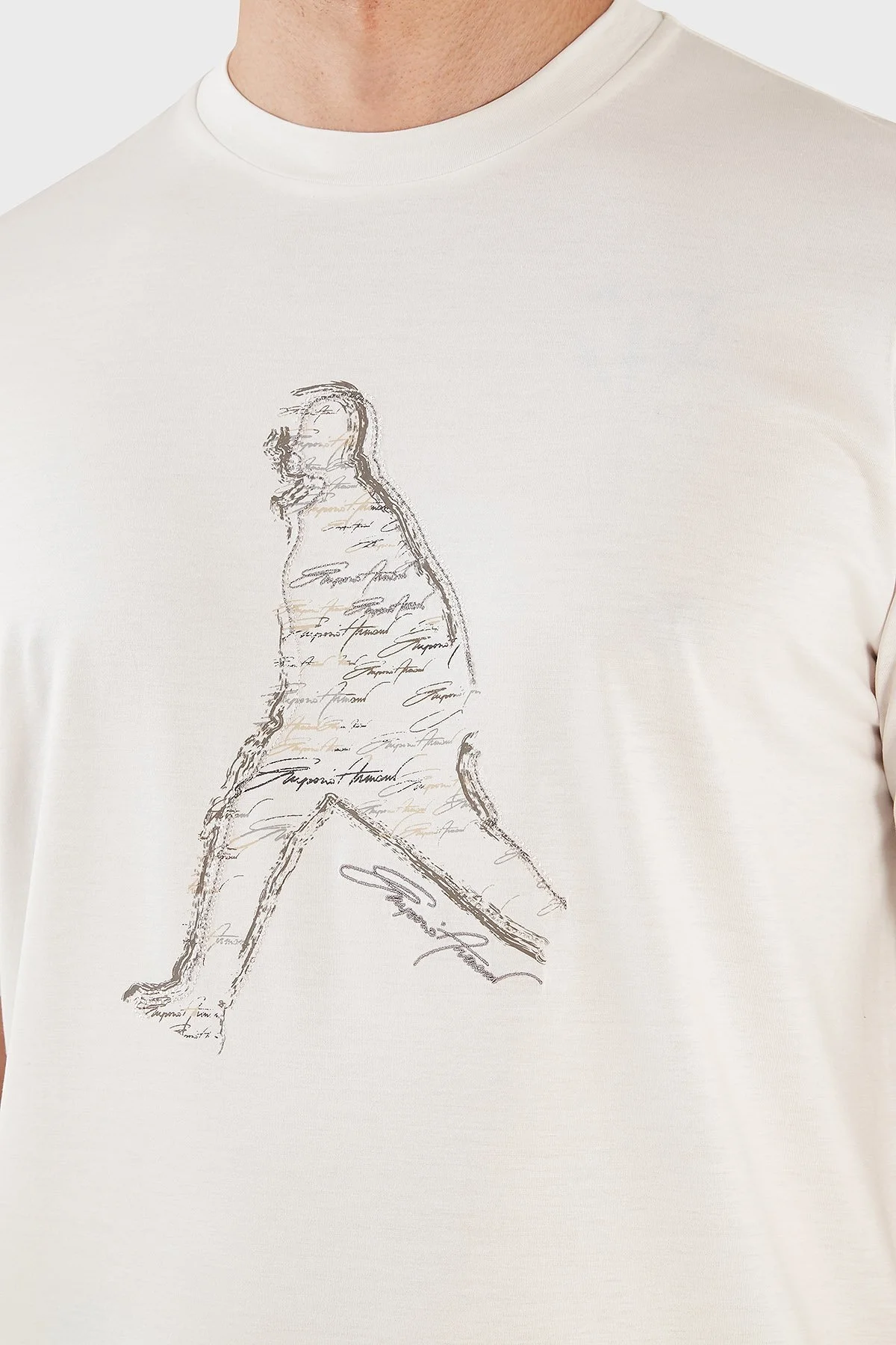 Emporio Armani Baskılı Pamuklu Regular Fit Bisiklet Yaka Erkek T Shirt 3R1TT9 1JUVZ 0101 BEYAZ - 4