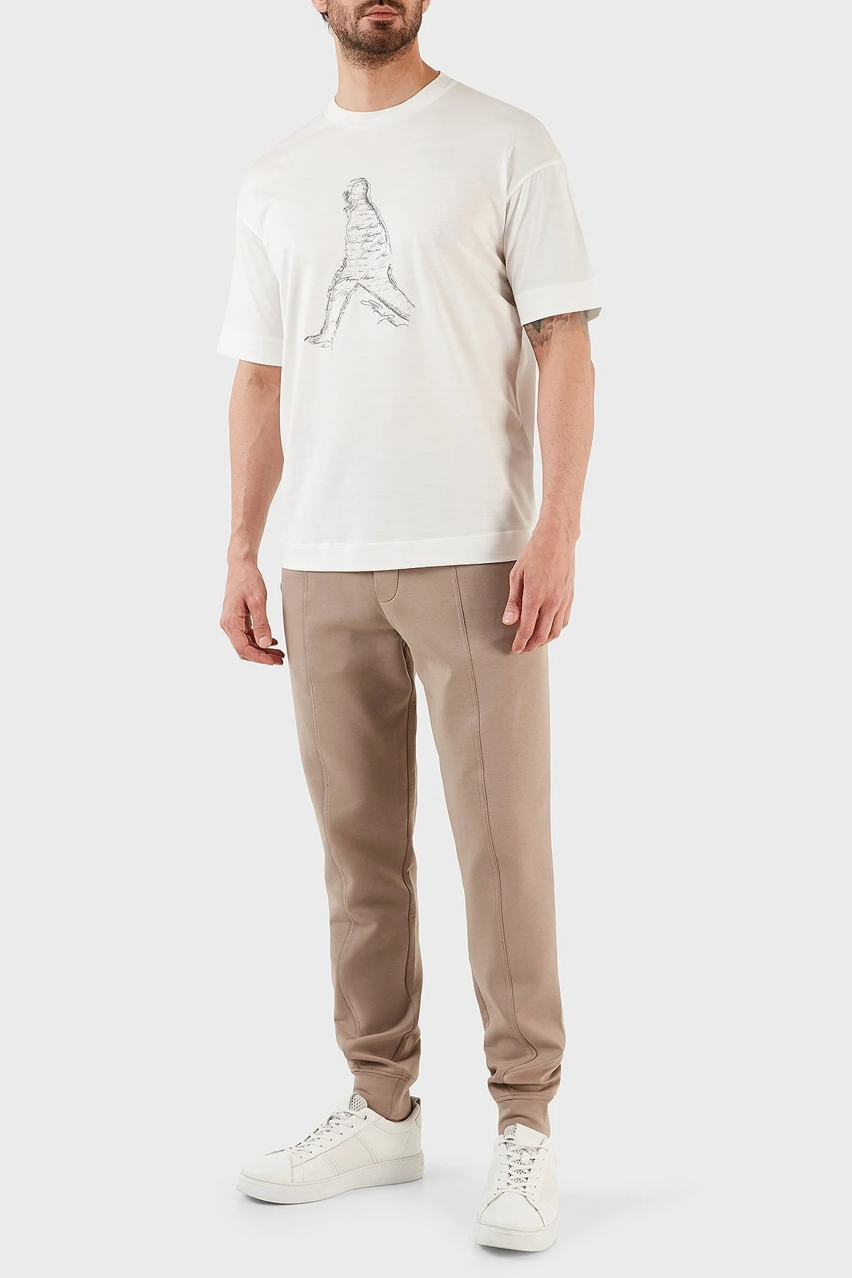 Emporio Armani Baskılı Pamuklu Regular Fit Bisiklet Yaka Erkek T Shirt 3R1TT9 1JUVZ 0101 BEYAZ - 5