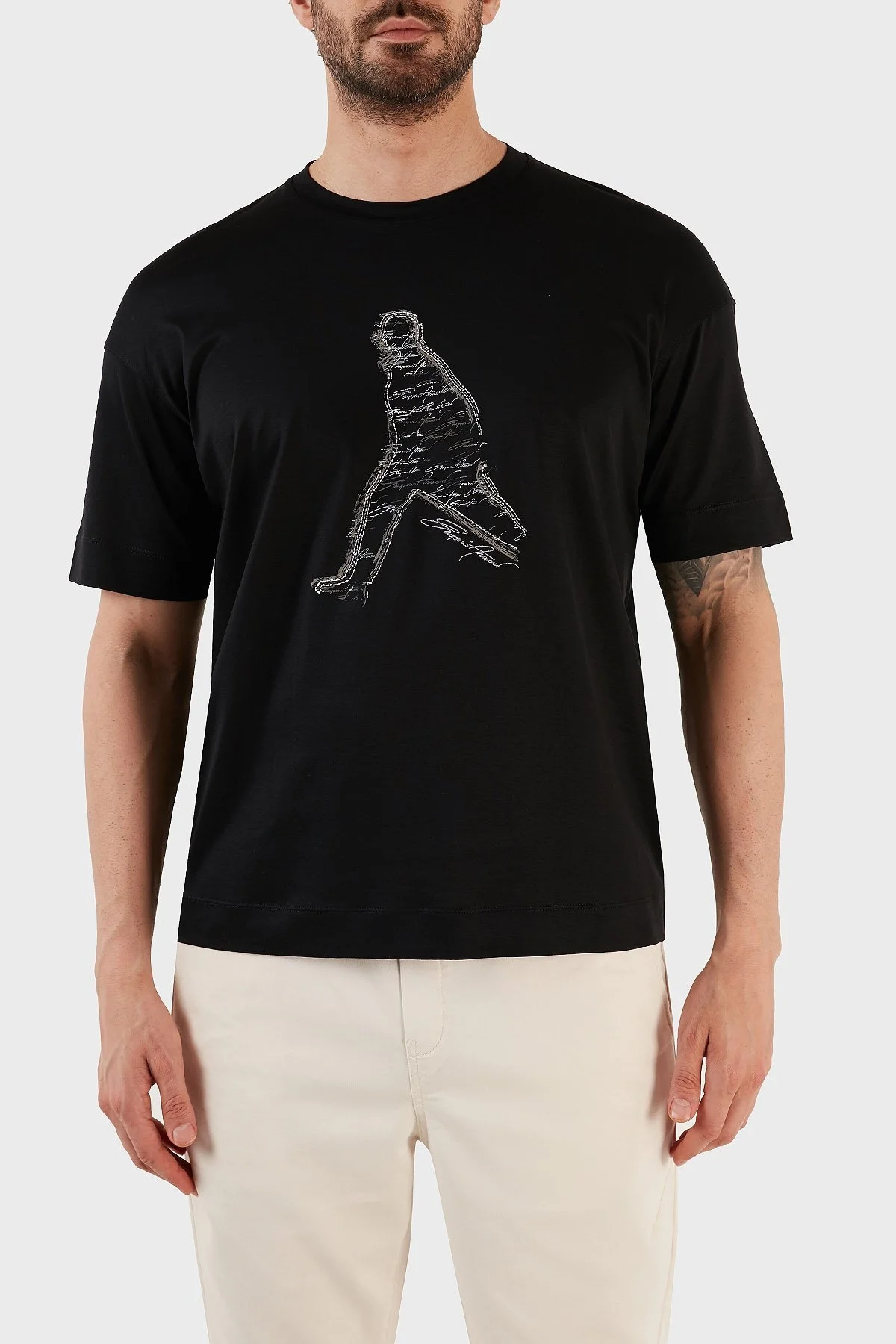 Emporio Armani Baskılı Pamuklu Regular Fit Bisiklet Yaka Erkek T Shirt 3R1TT9 1JUVZ 0999 SİYAH - 7