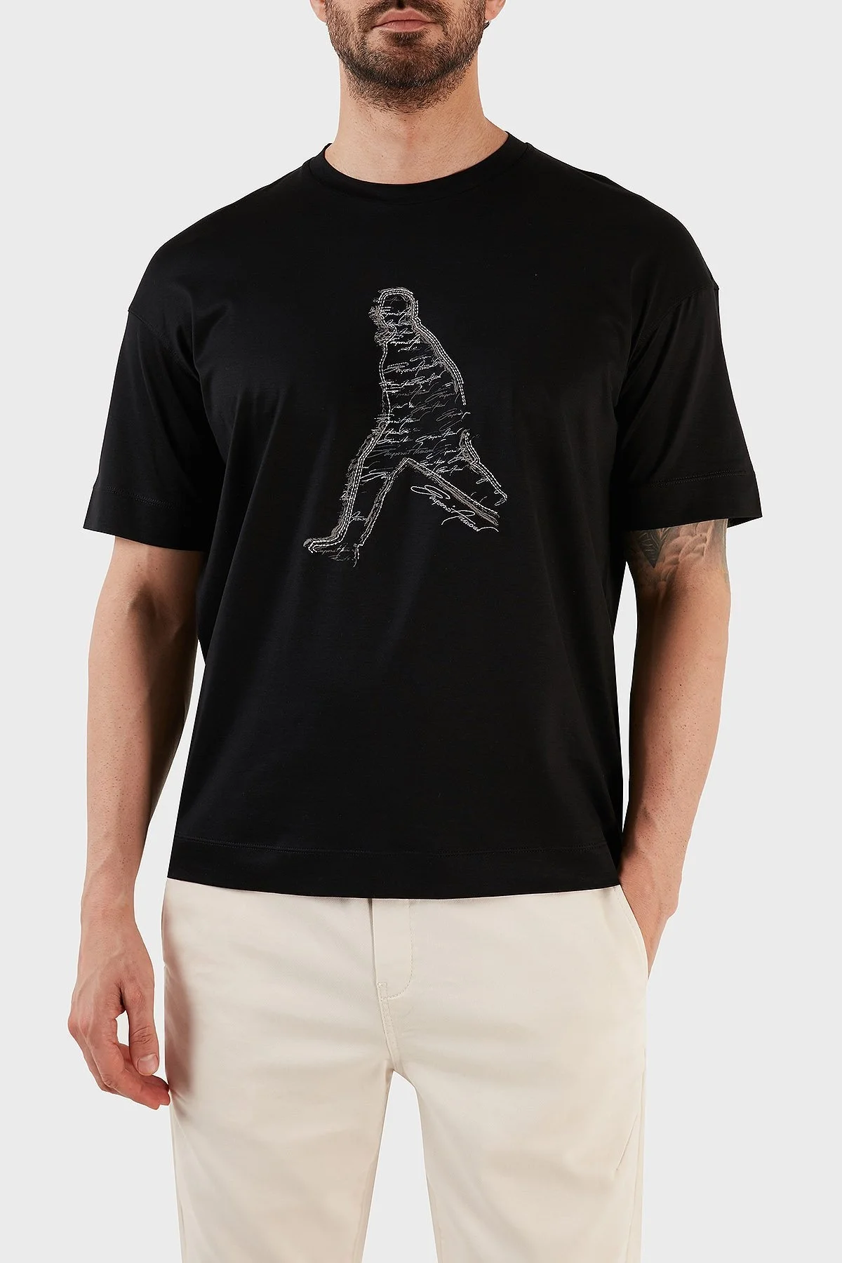 Emporio Armani Baskılı Pamuklu Regular Fit Bisiklet Yaka Erkek T Shirt 3R1TT9 1JUVZ 0999 SİYAH - 8