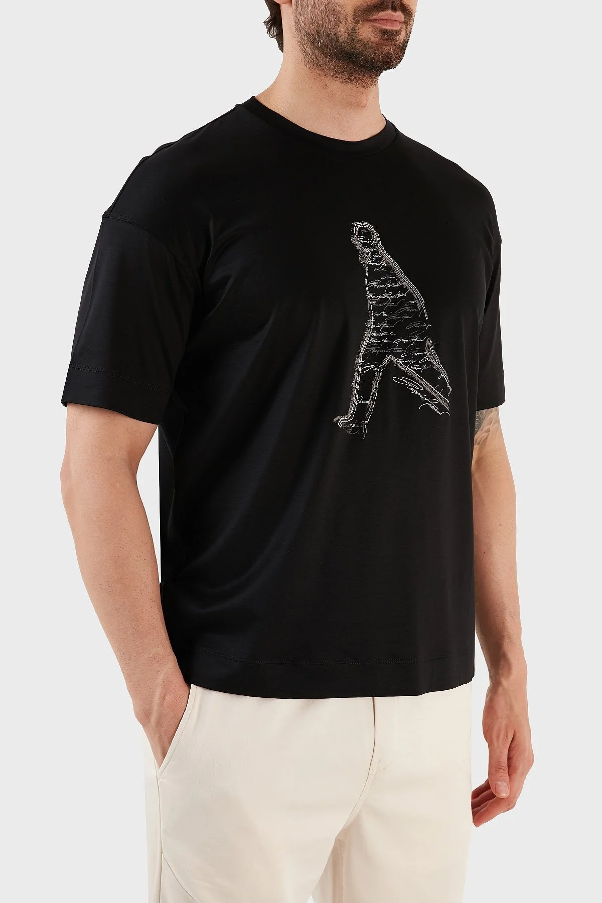 Emporio Armani Baskılı Pamuklu Regular Fit Bisiklet Yaka Erkek T Shirt 3R1TT9 1JUVZ 0999 SİYAH - 9