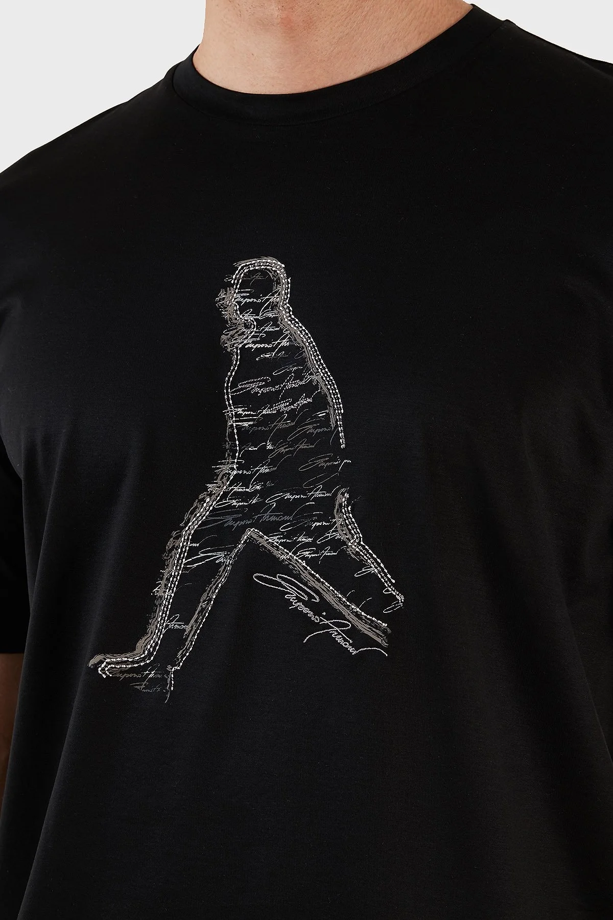 Emporio Armani Baskılı Pamuklu Regular Fit Bisiklet Yaka Erkek T Shirt 3R1TT9 1JUVZ 0999 SİYAH - 11