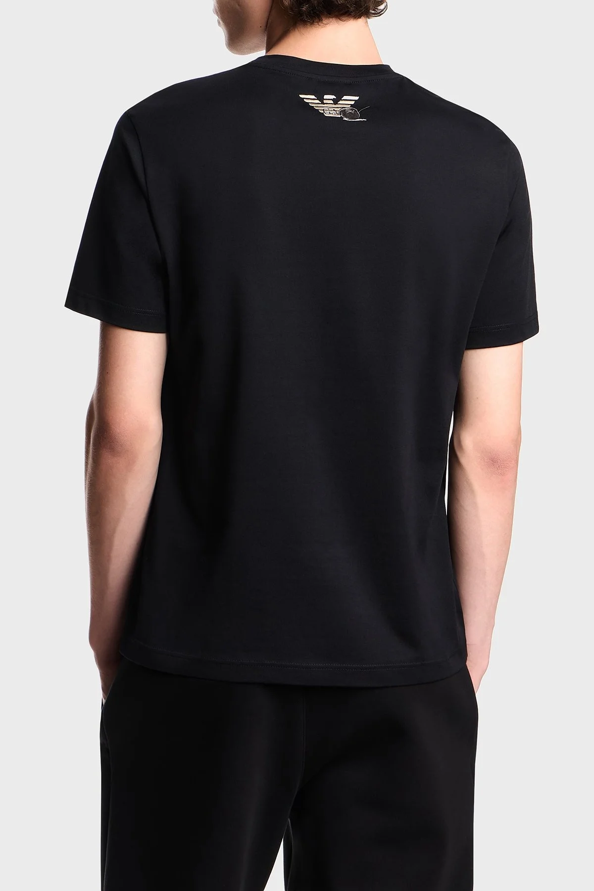 Emporio Armani Baskılı Pamuklu Regular Fit Bisiklet Yaka Erkek T Shirt EM003605 AF14795 UC001 SİYAH - 3