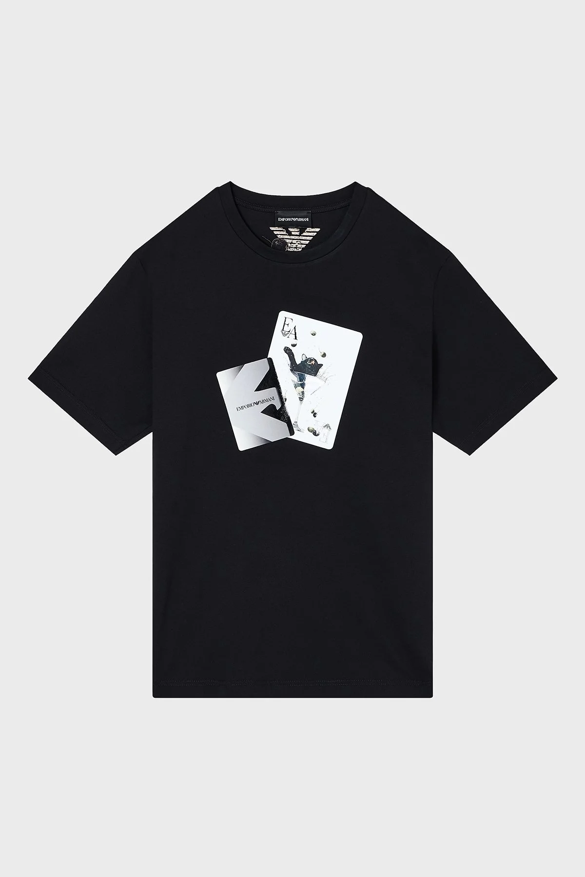 Emporio Armani Baskılı Pamuklu Regular Fit Bisiklet Yaka Erkek T Shirt EM003605 AF14795 UC001 SİYAH - 5