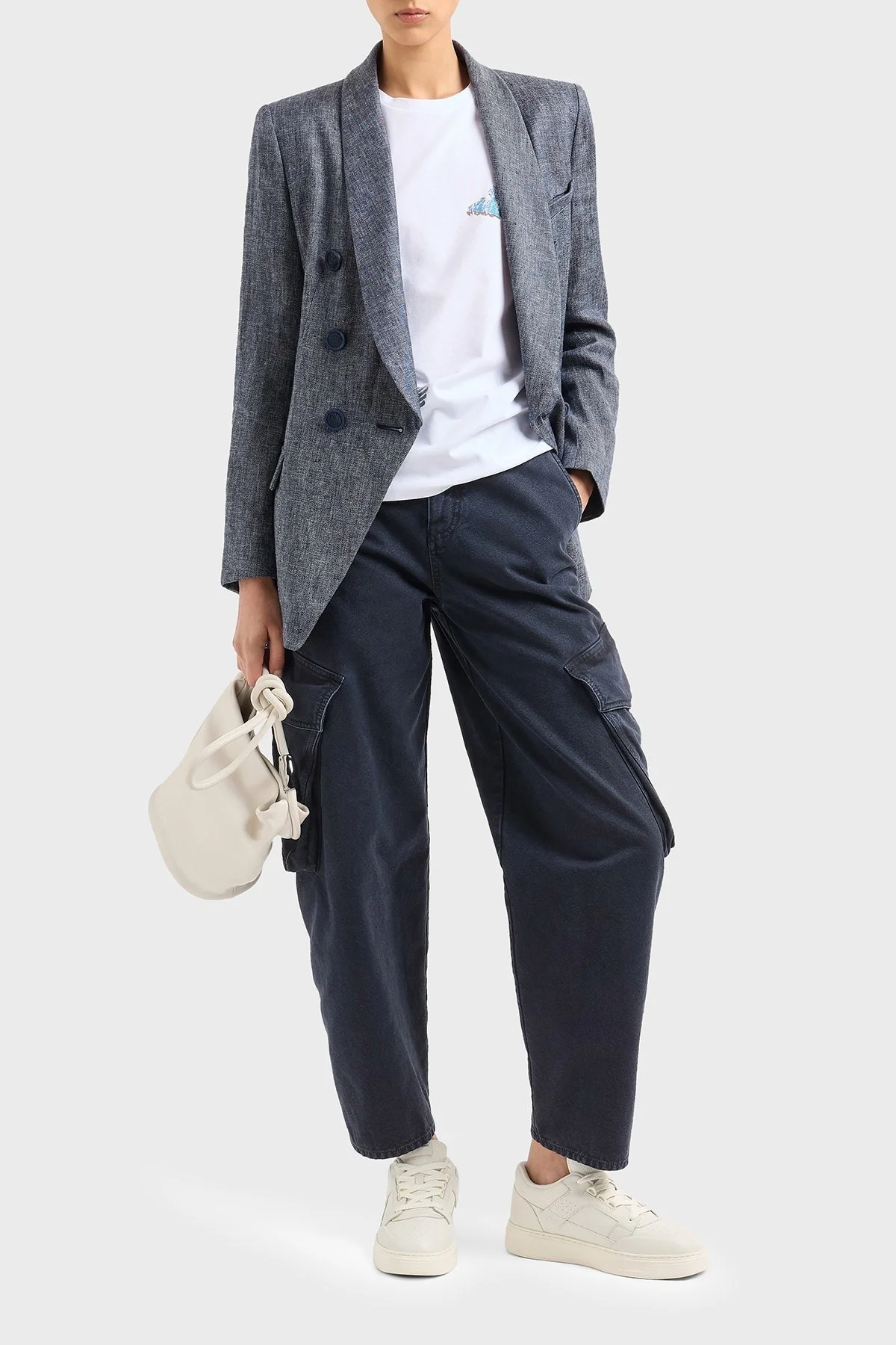 Emporio Armani Baskılı Regular Fit Pamuklu Bisiklet Yaka Bayan T Shirt EW000904 AF12601 F0026 BEYAZ - 9