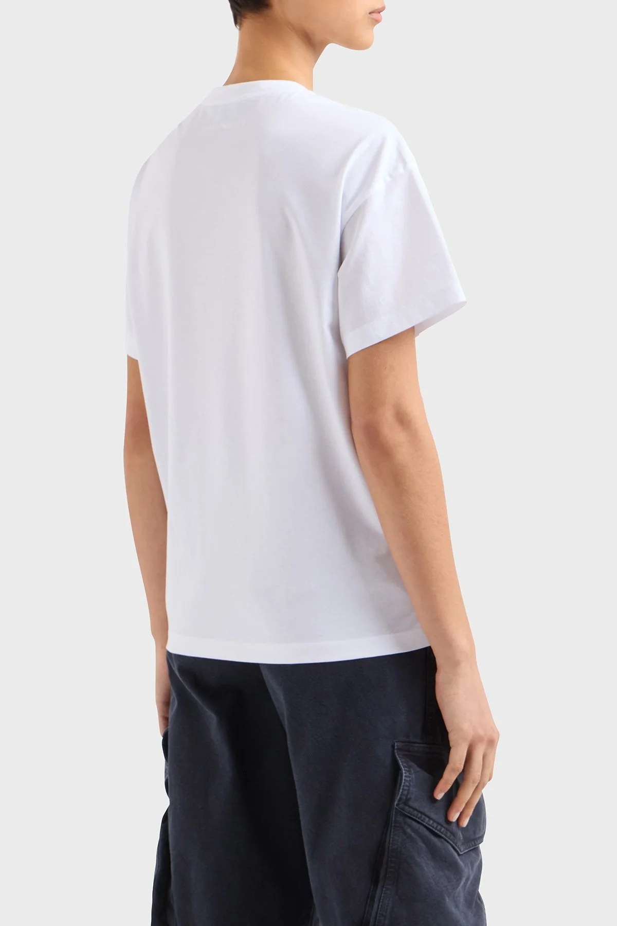 Emporio Armani Baskılı Regular Fit Pamuklu Bisiklet Yaka Kadın T Shirt EW000904 AF12601 F0026 BEYAZ - 3