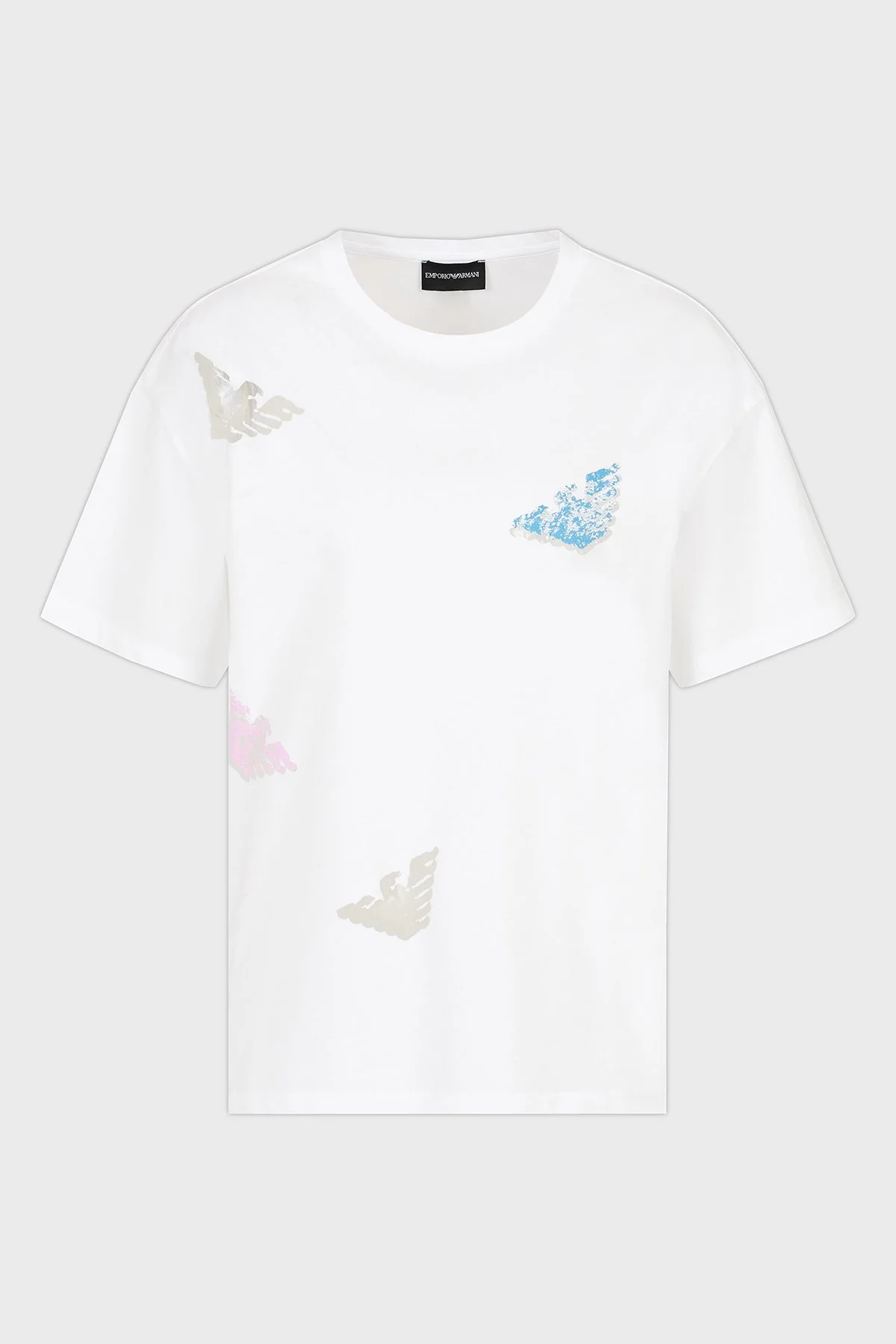 Emporio Armani Baskılı Regular Fit Pamuklu Bisiklet Yaka Kadın T Shirt EW000904 AF12601 F0026 BEYAZ - 5