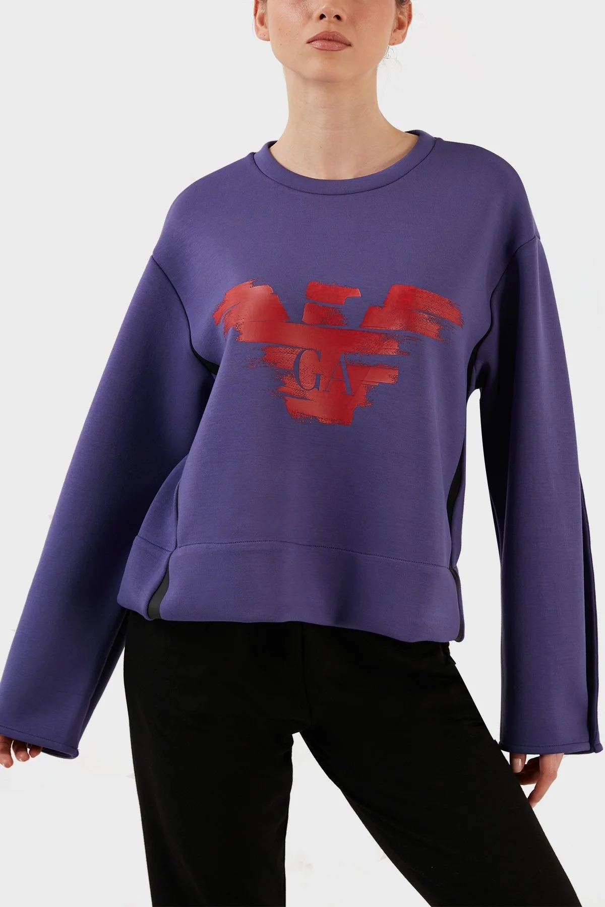 Emporio Armani Baskılı Relaxed Fit Bisiklet Yaka Bayan Sweat 3R2M6G 2JXQZ 0820 MOR - 7